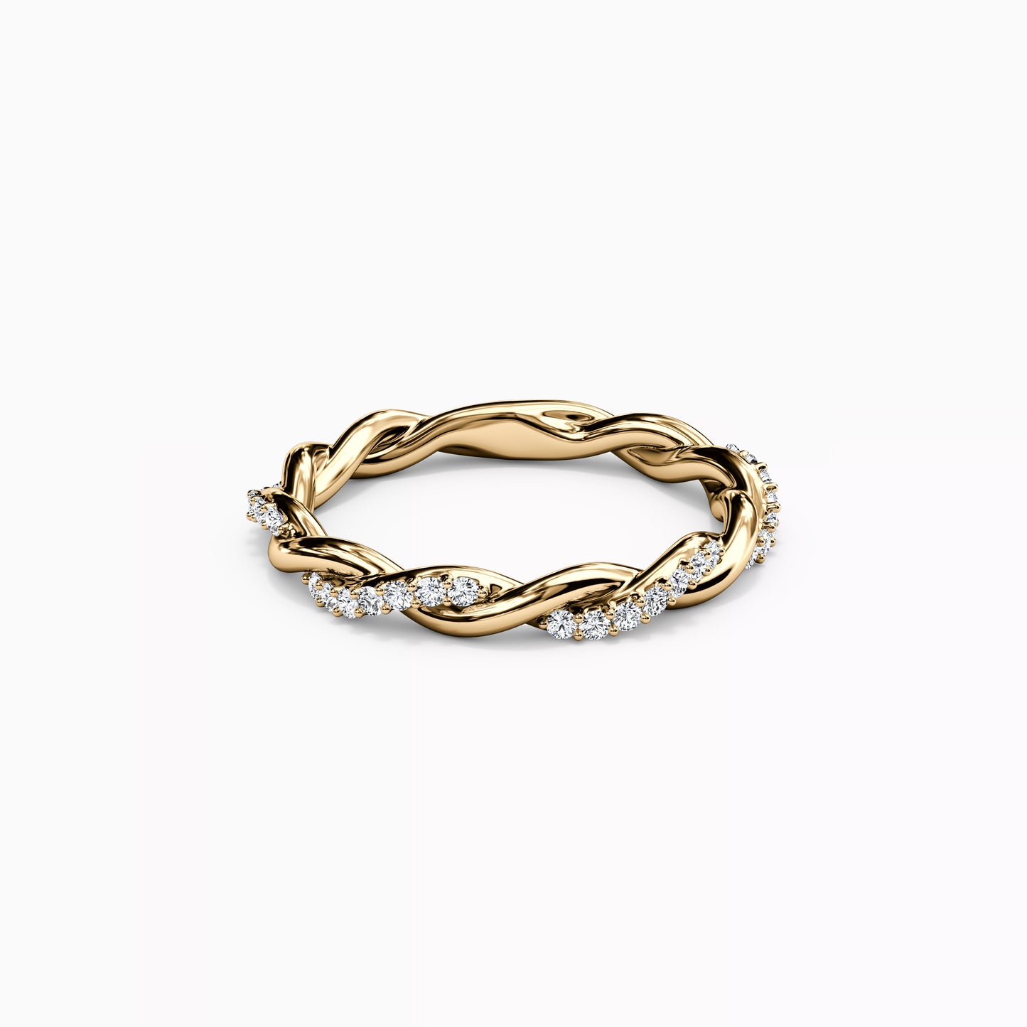 Twist Diamond Florentine Wedding Band Ring in 14K Gold