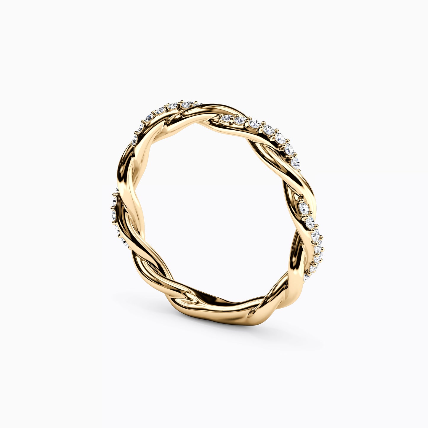 Twist Diamond Florentine Wedding Band Ring in 14K Gold