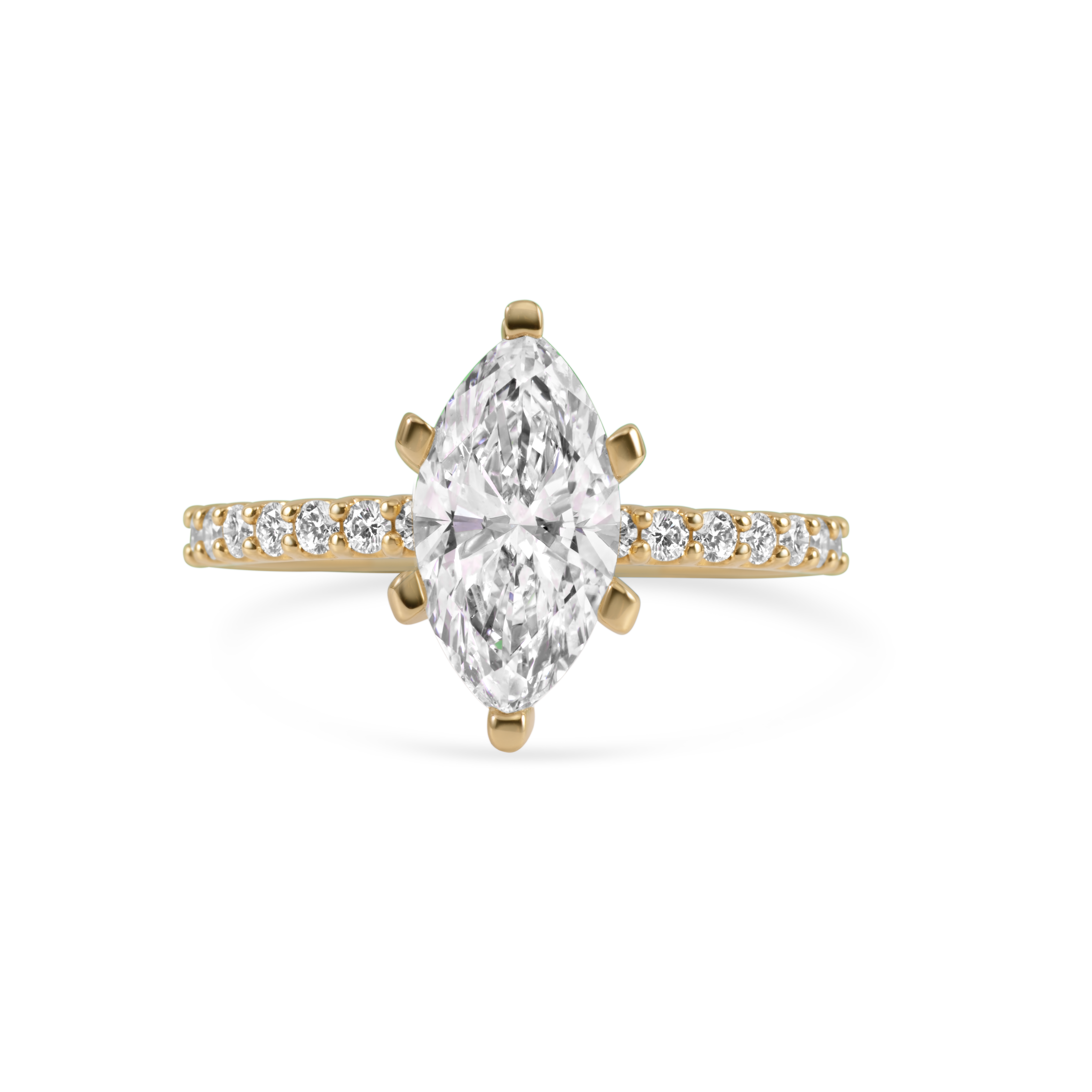 Diamond solitaire on eternity band engagement ring | 14K Gold