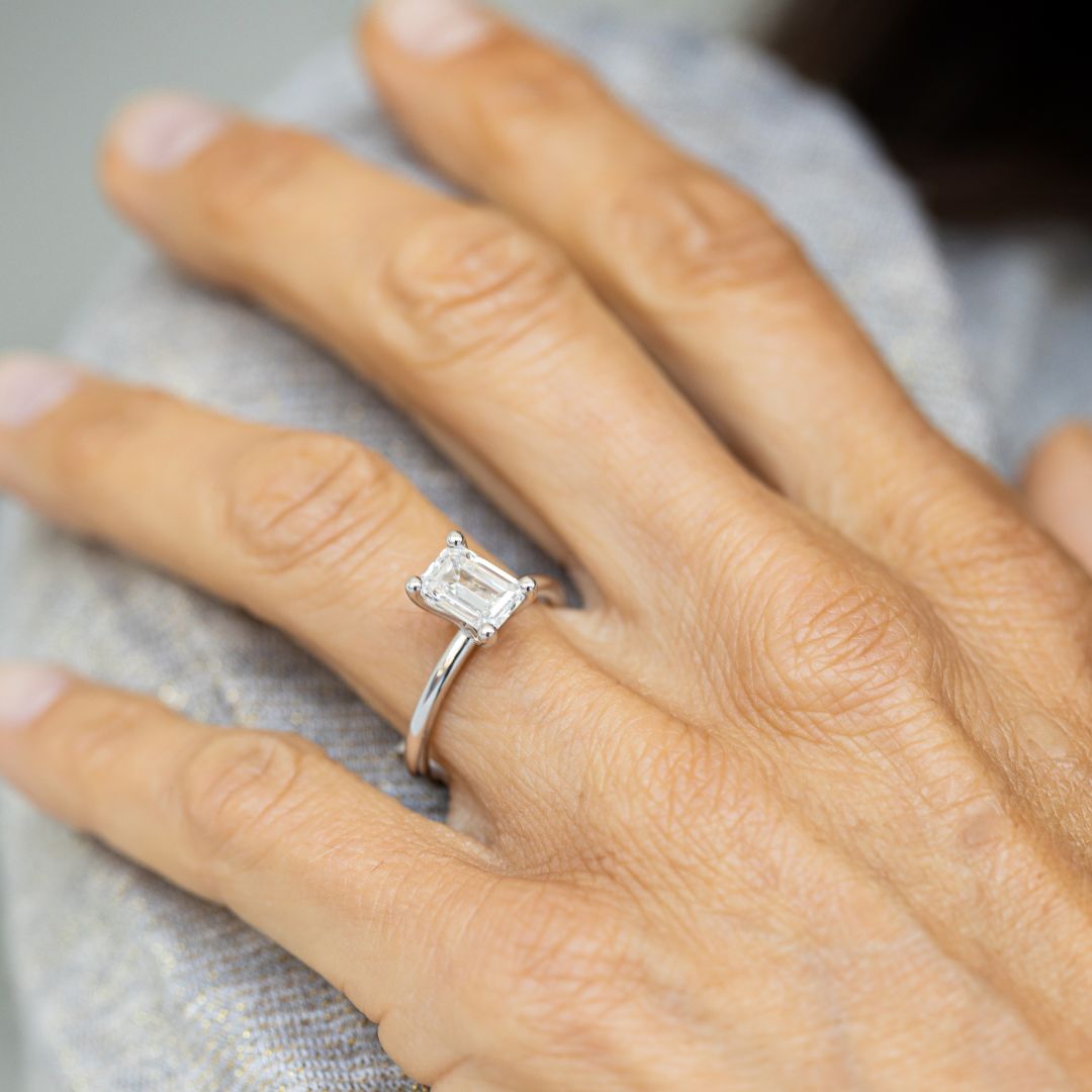 Emerald cut diamond engagement ring | Platinum
