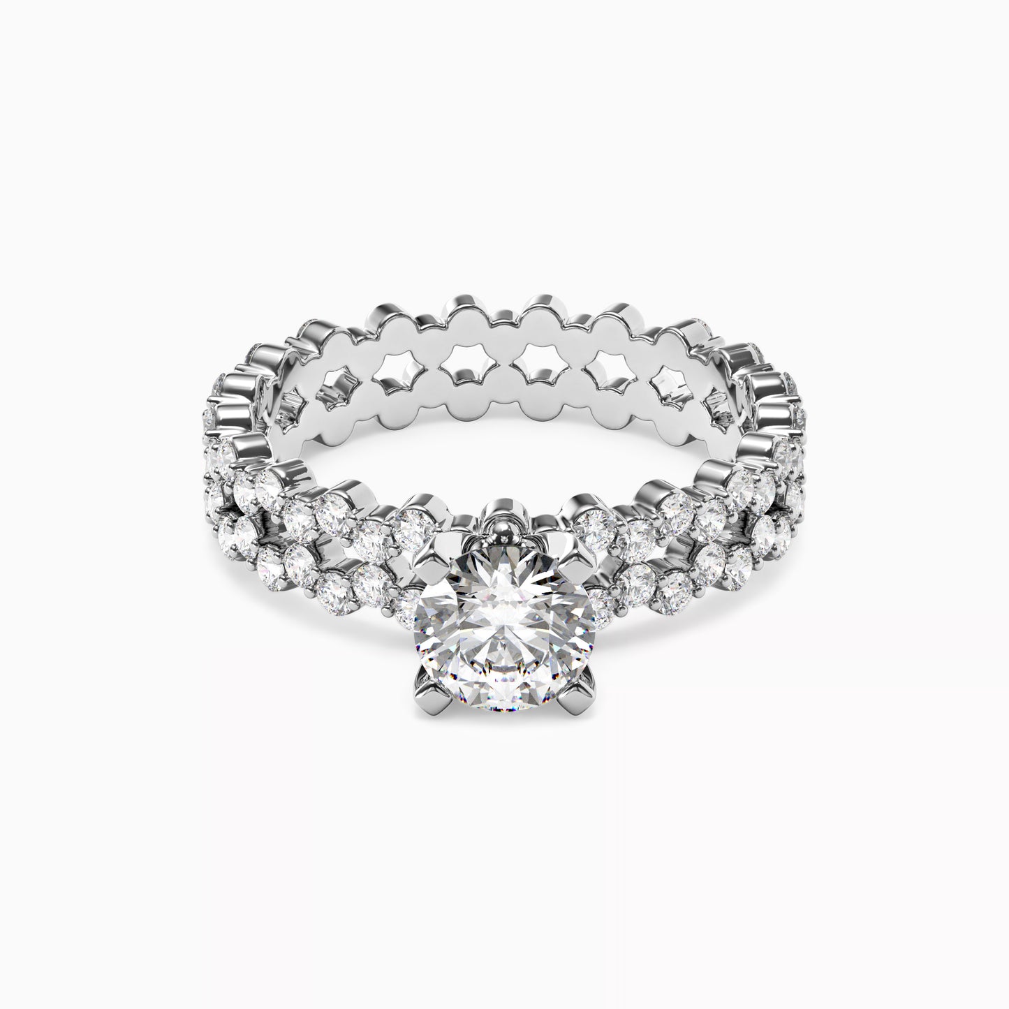 Aysmmetric Solitaire Engagement Ring in Platinum with Diamonds