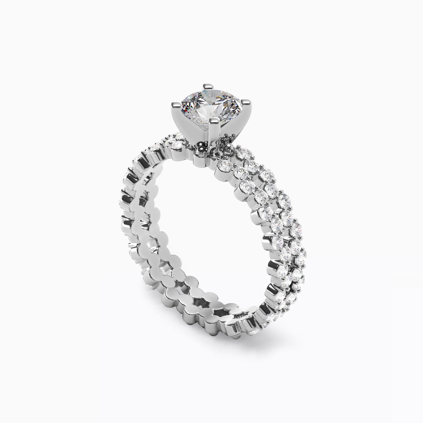 Aysmmetric Solitaire Engagement Ring in Platinum with Diamonds