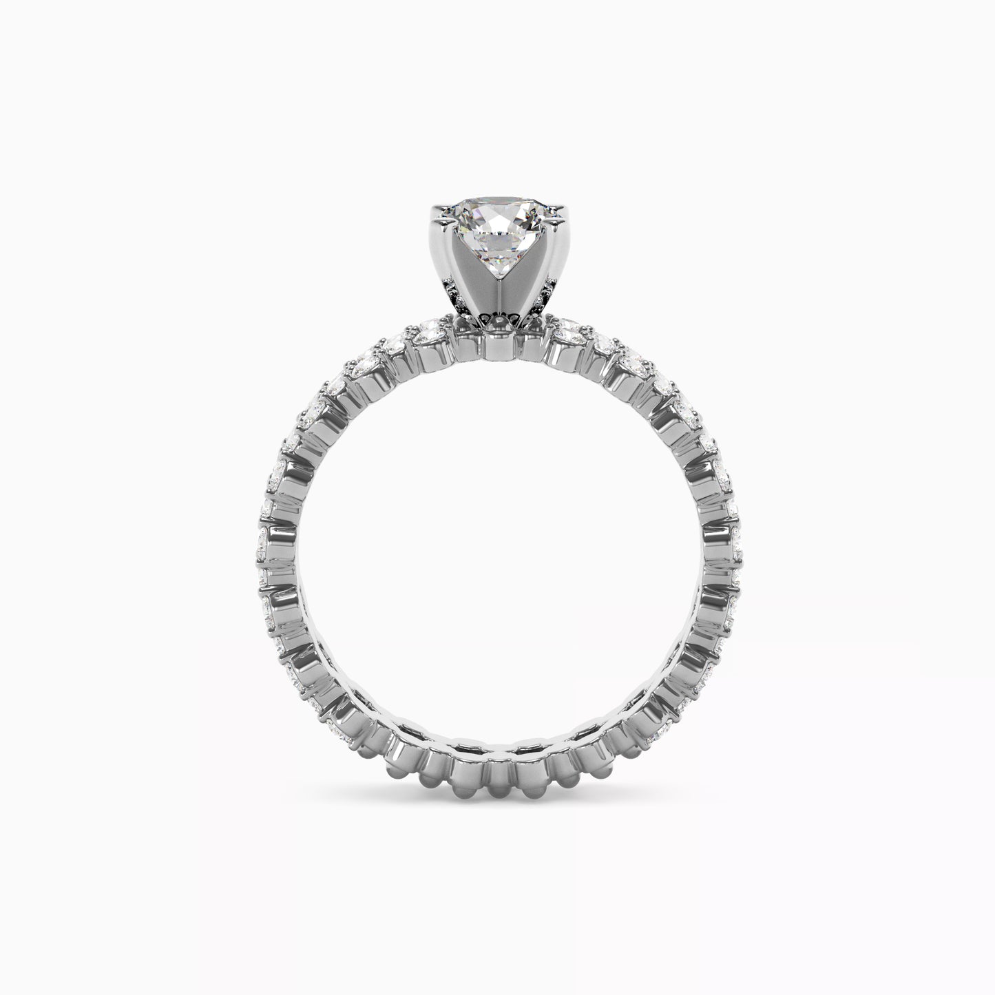 Aysmmetric Solitaire Engagement Ring in Platinum with Diamonds