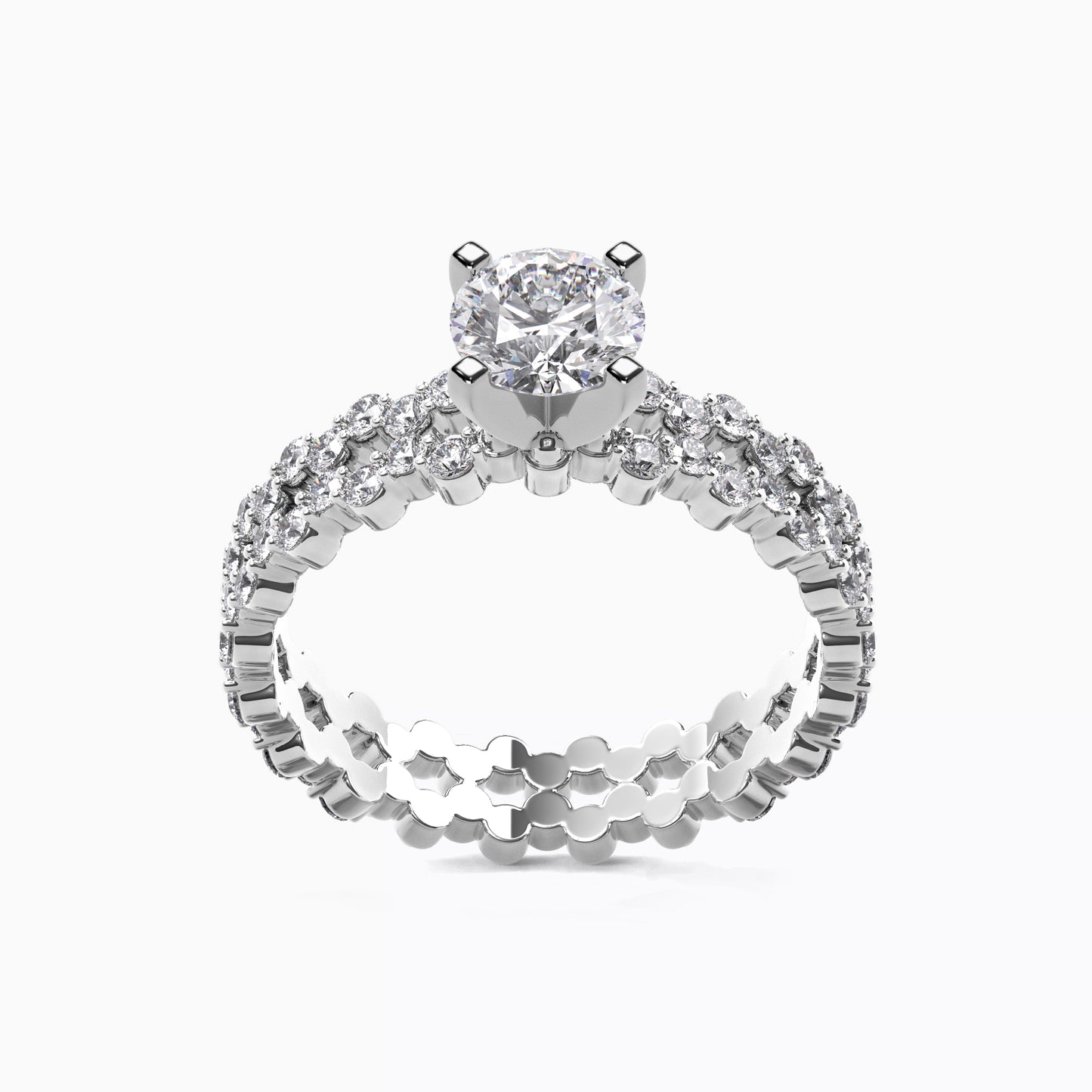 Aysmmetric Solitaire Engagement Ring in Platinum with Diamonds
