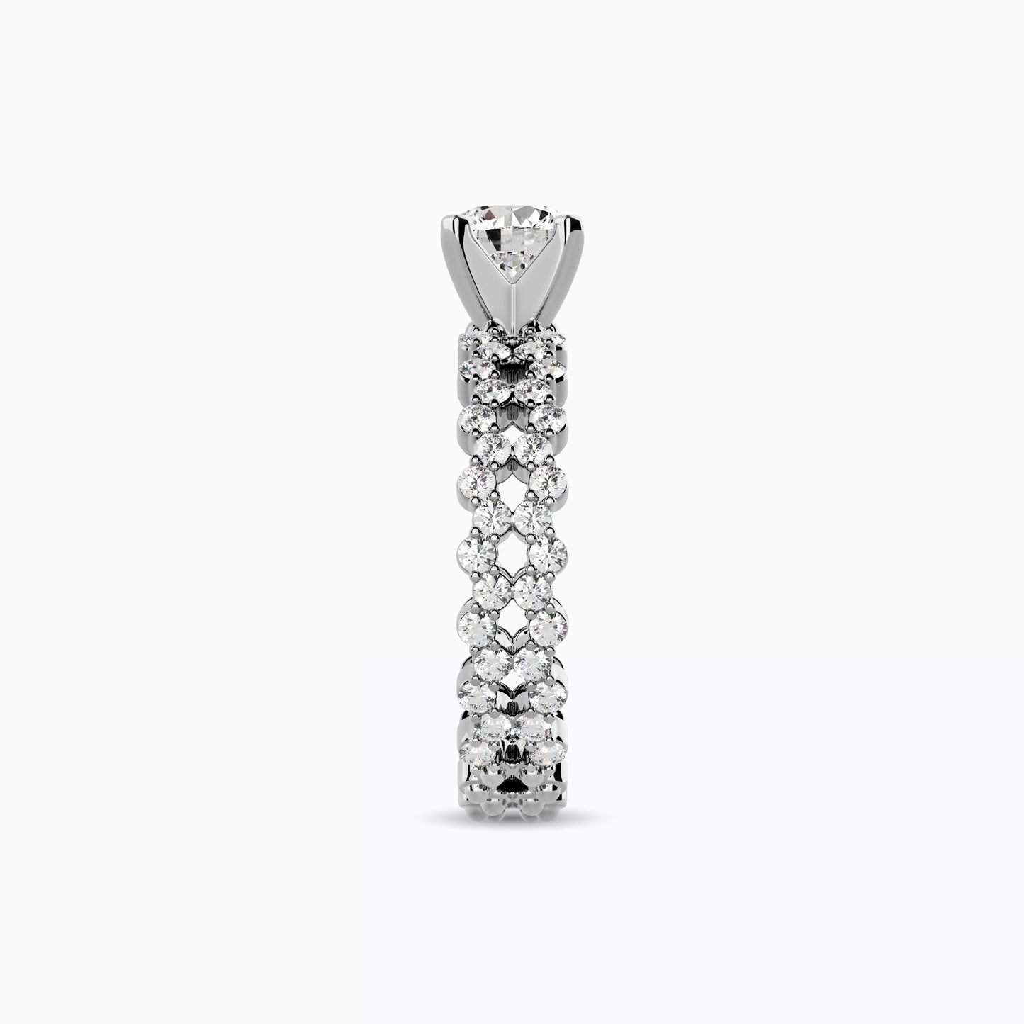 Aysmmetric Solitaire Engagement Ring in Platinum with Diamonds