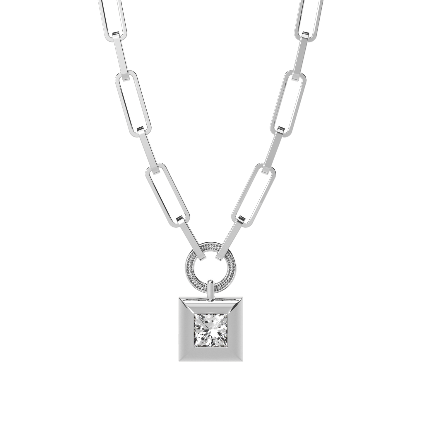 Diamond paperclip necklace | Platinum