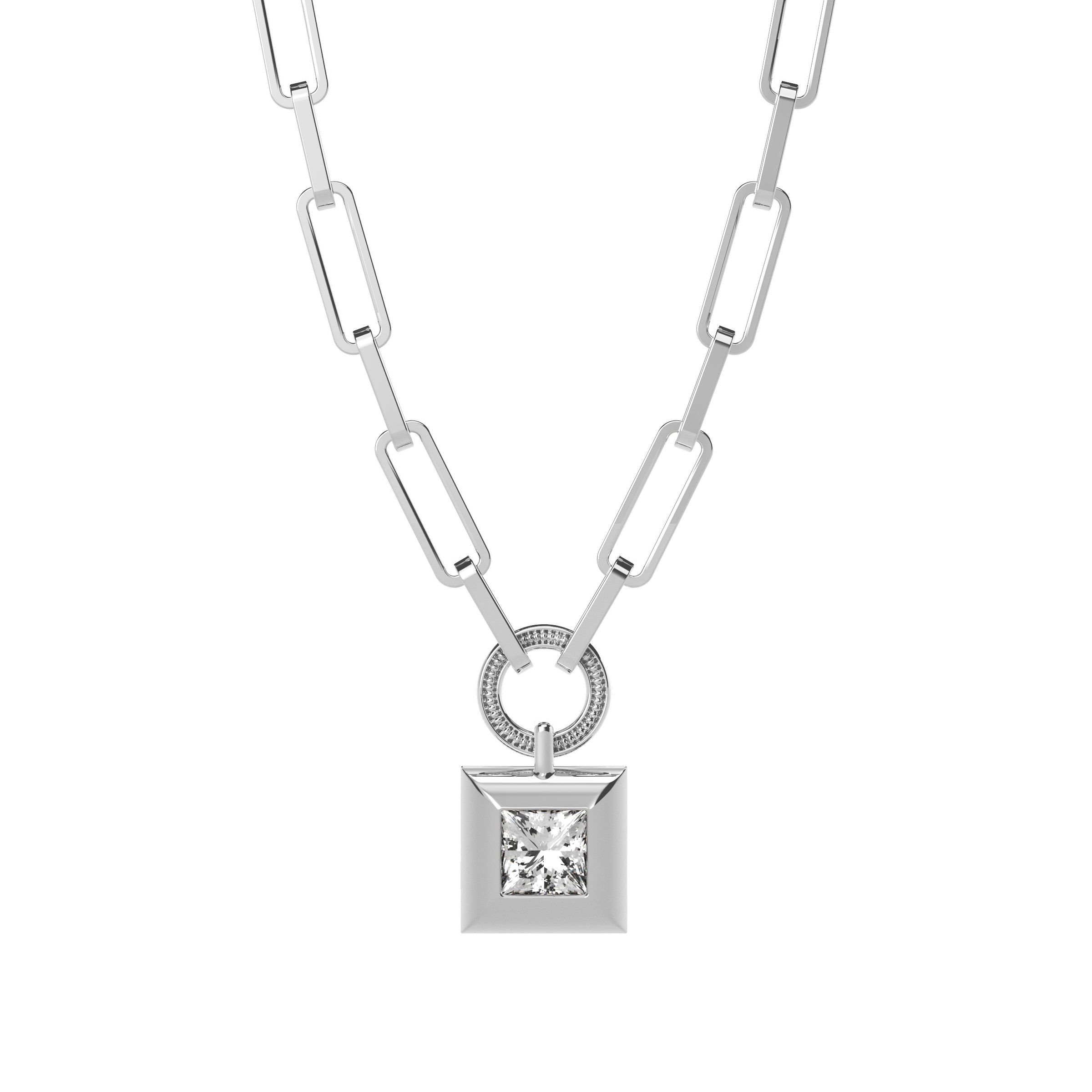 Diamond paperclip necklace | Platinum