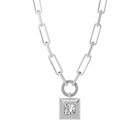 Diamond paperclip necklace | Platinum