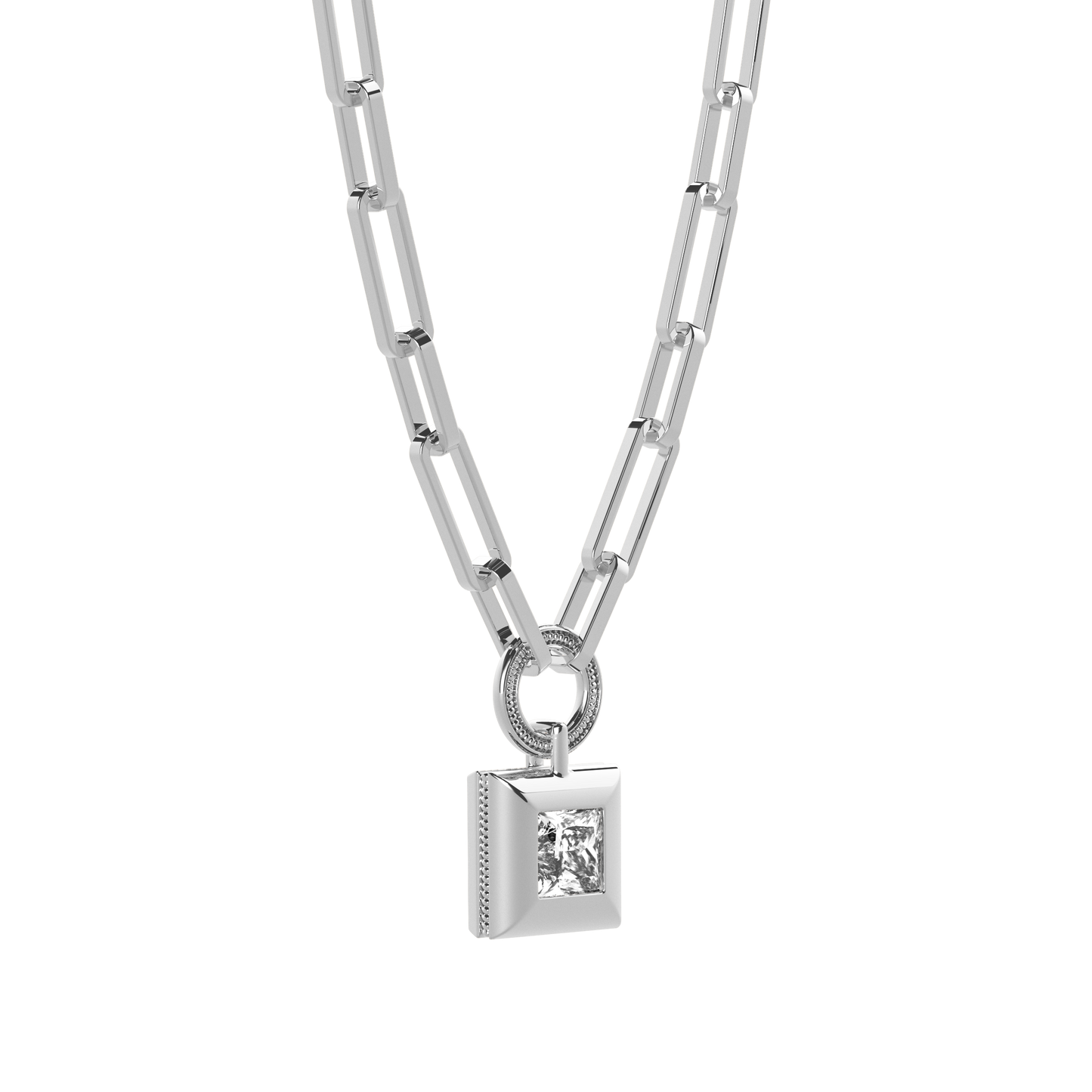 Diamond paperclip necklace | Platinum