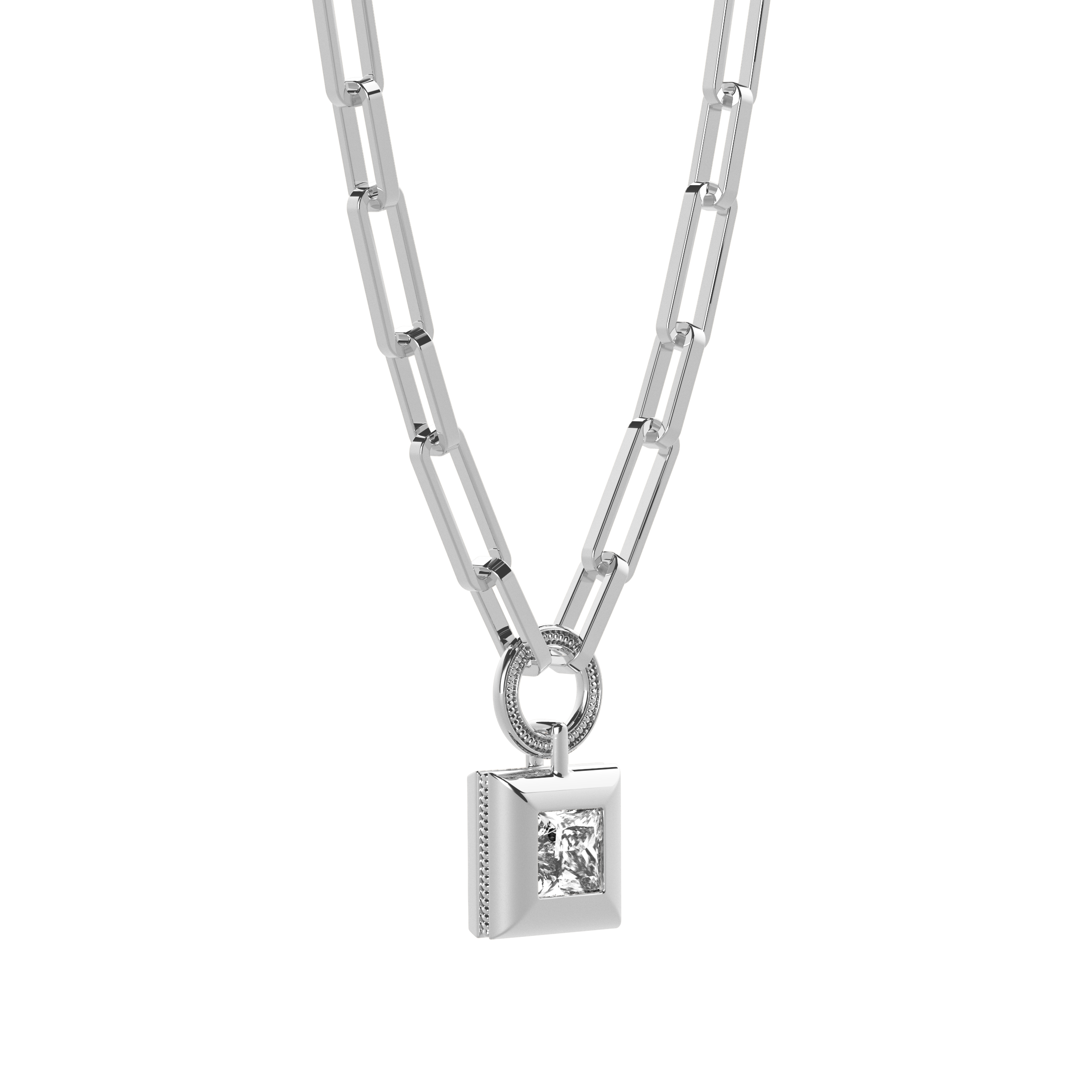 Diamond paperclip necklace | Platinum