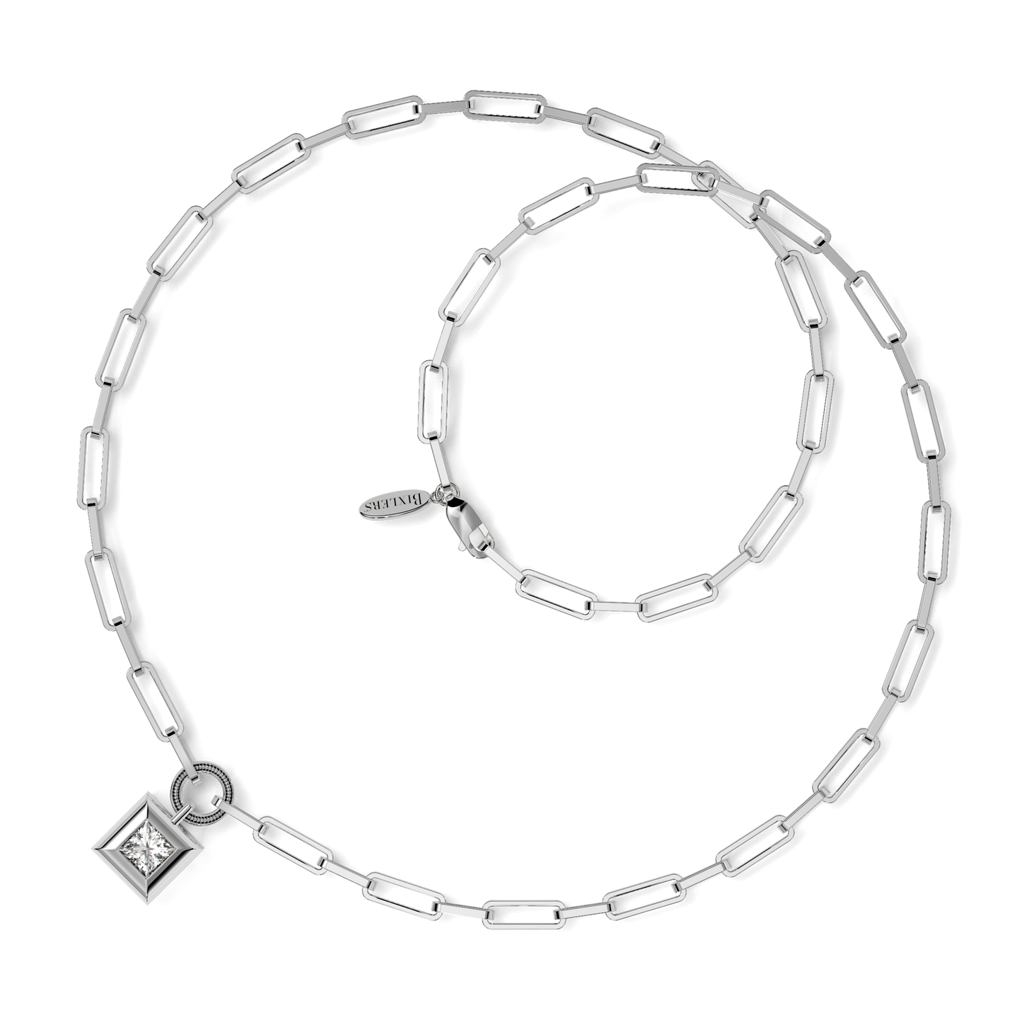 Diamond paperclip necklace | Platinum