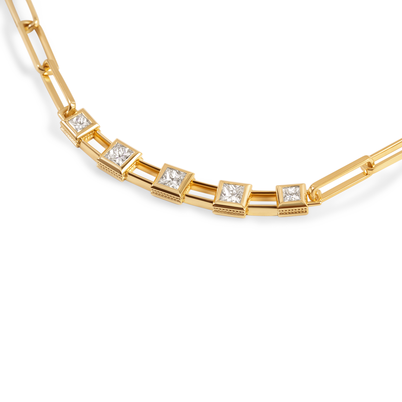 Diamond Paperclip Necklace 18K Gold