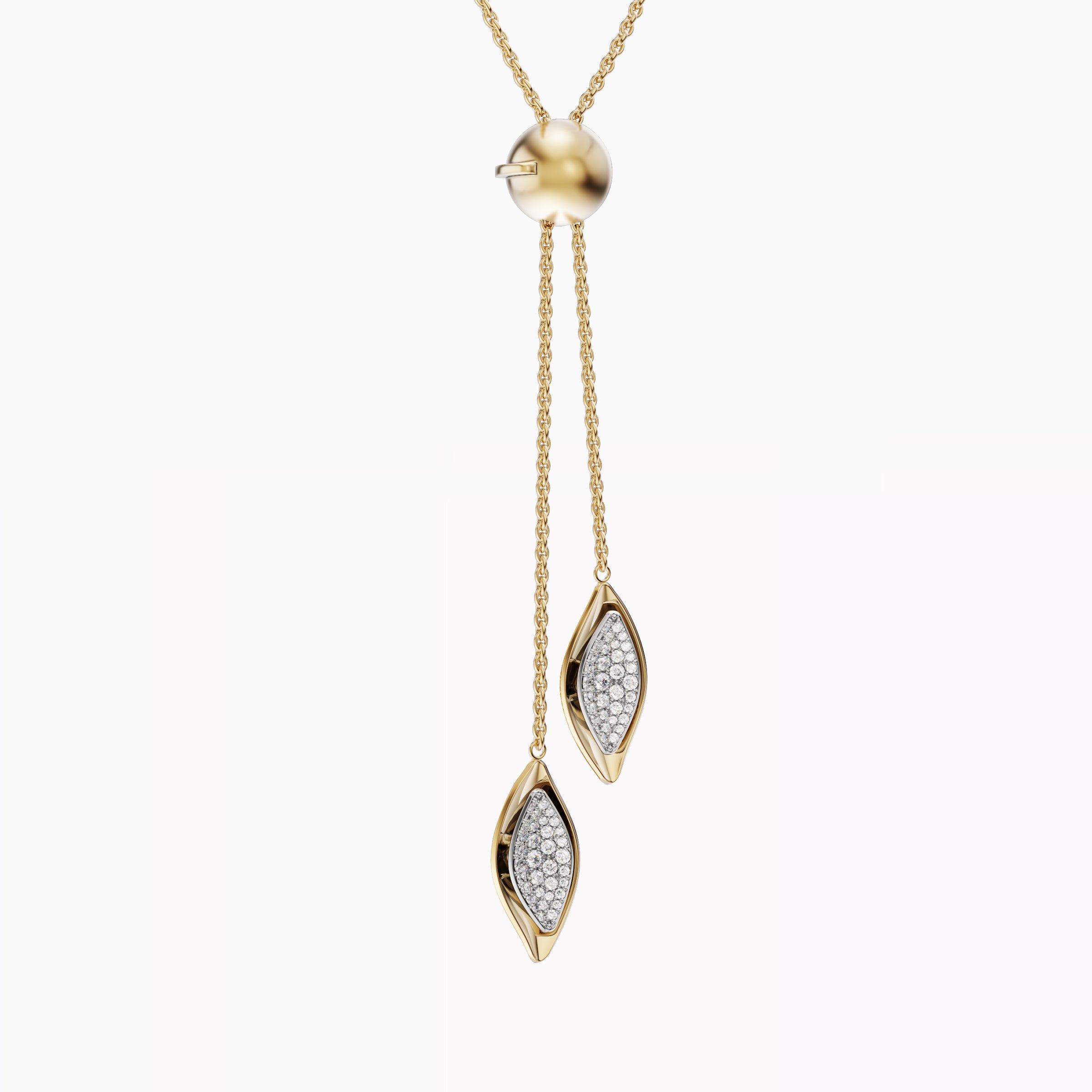 Adjustable diamond leaf pendant 18K Gold | Platinum