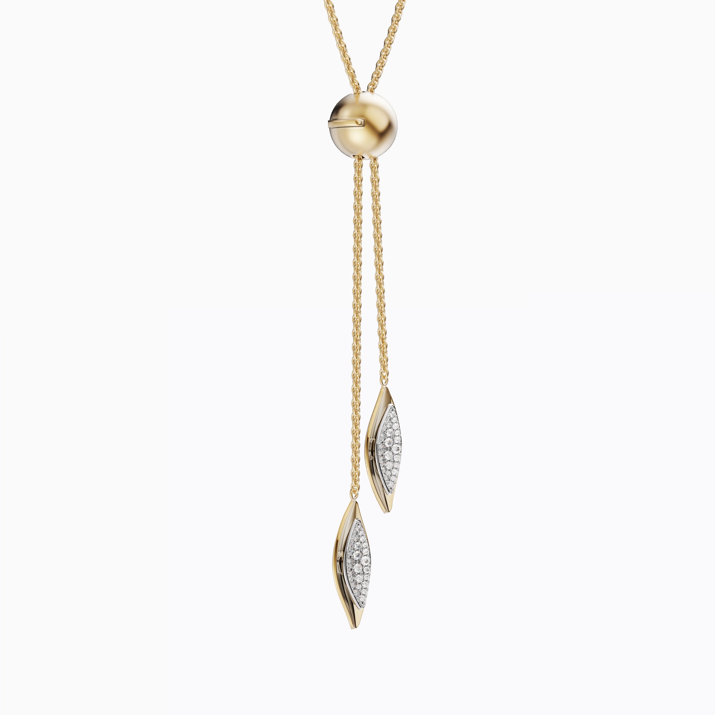 Adjustable diamond leaf pendant 18K Gold | Platinum
