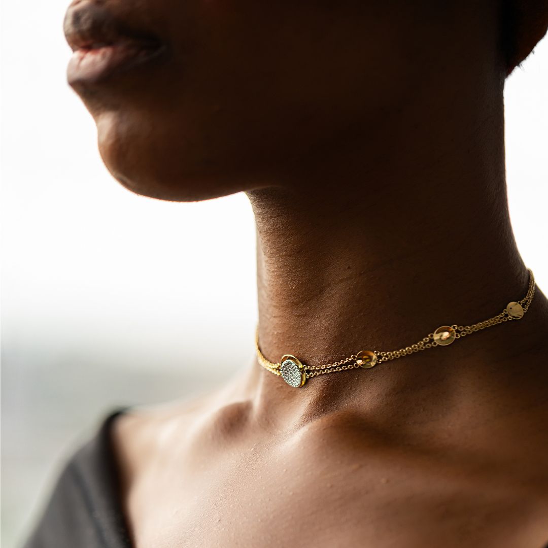 Cellular radiance choker | 18K Gold and Platinum