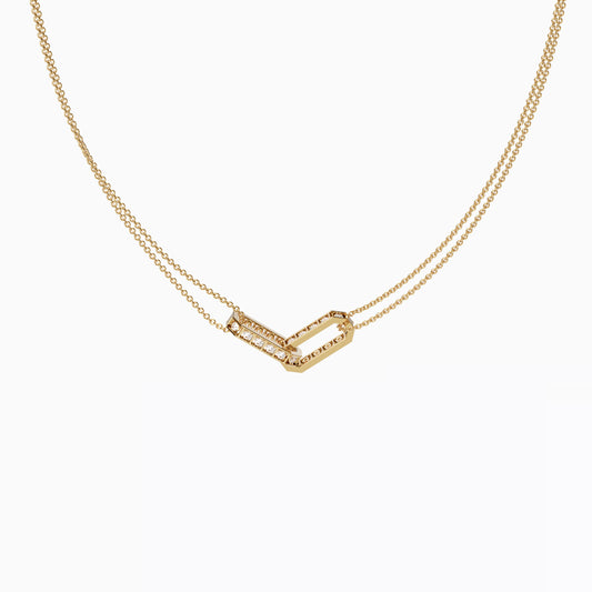 Chain Link Necklace in 18K Yellow Gold with Diamonds