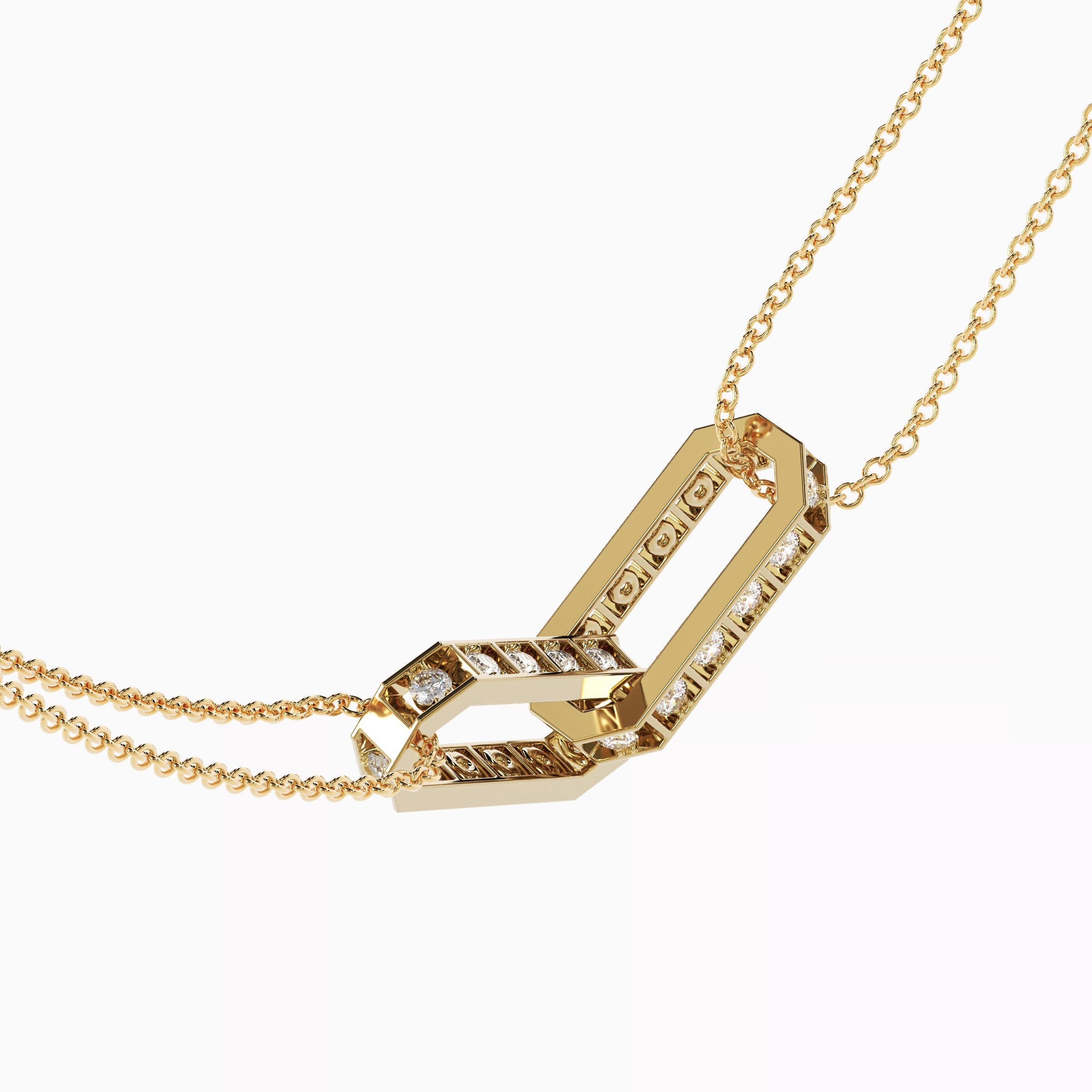 Gold chain with diamonds in floating settings