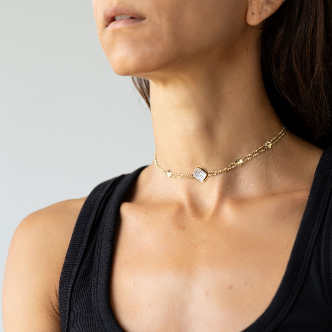 Petal cascade choker | 18K Gold and Platinum