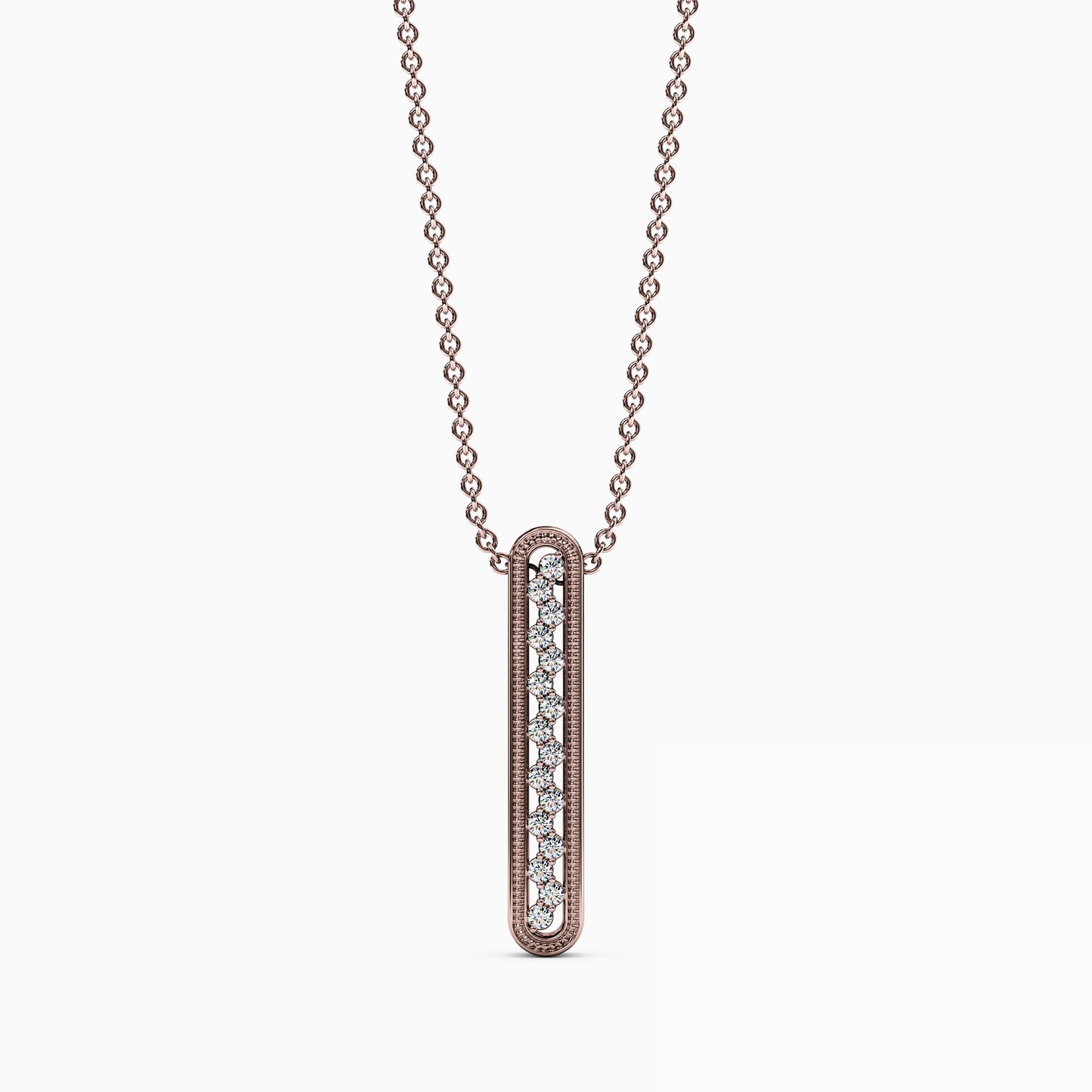 Shared Prong Detailed Edge Pendant in 14K Gold With Diamonds