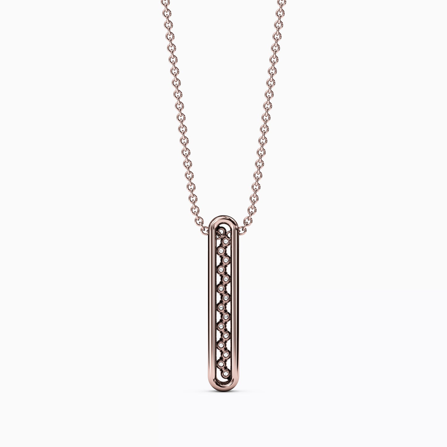 Shared Prong Detailed Edge Pendant in 14K Gold With Diamonds
