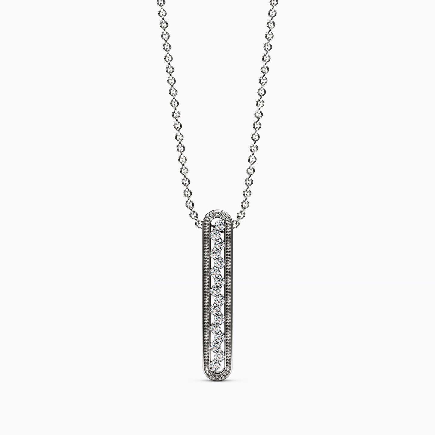 Shared Prong Detailed Edge Pendant in 14K Gold With Diamonds