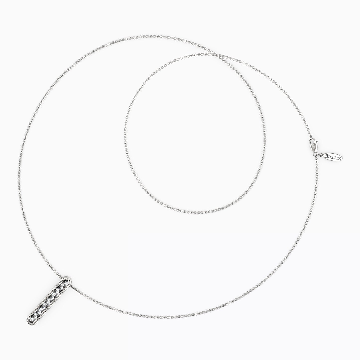 Shared Prong Detailed Edge Pendant in 14K Gold With Diamonds