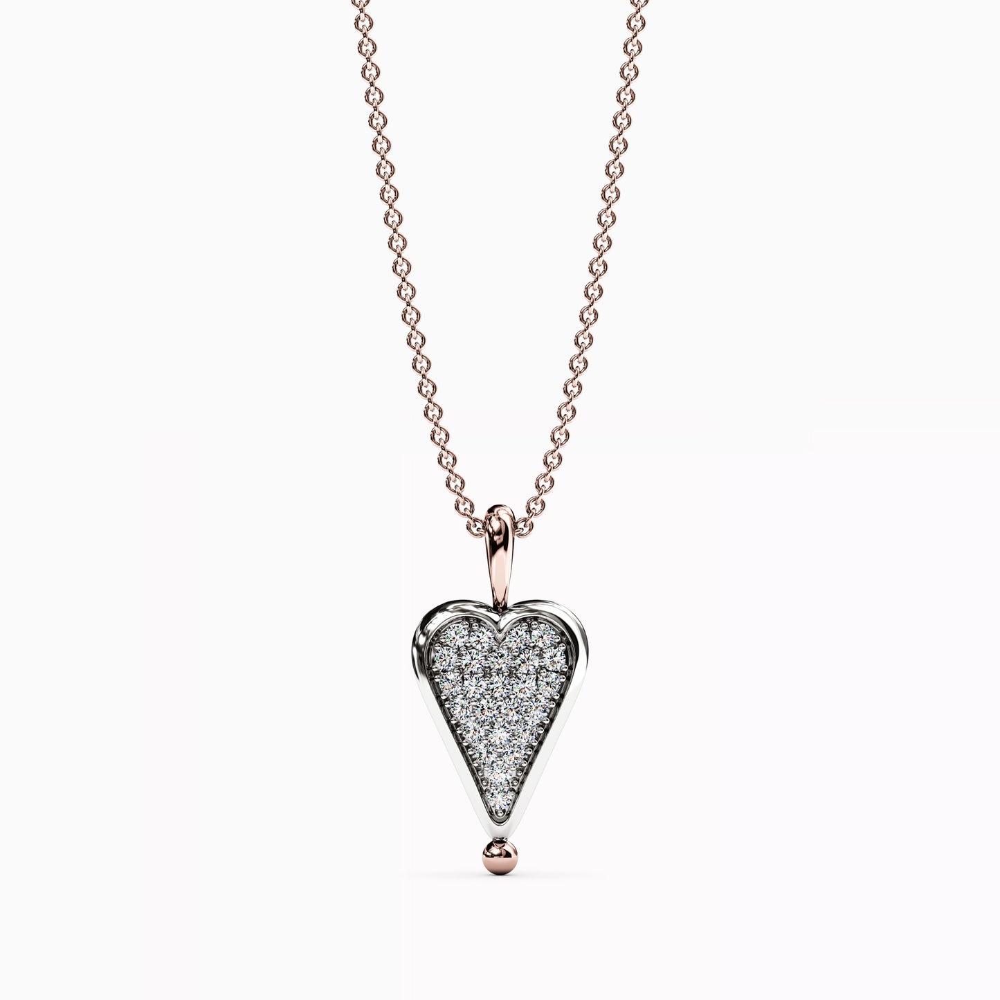 Rare Natural Red Spinel and Diamond Two Sided Spinning Heart Pendant Necklace In 14K
