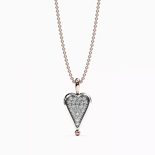 Rare Natural Red Spinel and Diamond Two Sided Spinning Heart Pendant Necklace In 14K