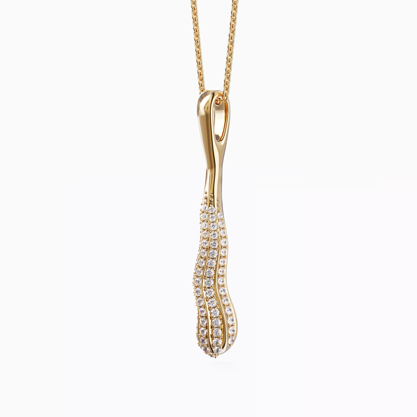 Carved Pendant Necklace in 18 Karat Gold with Diamonds