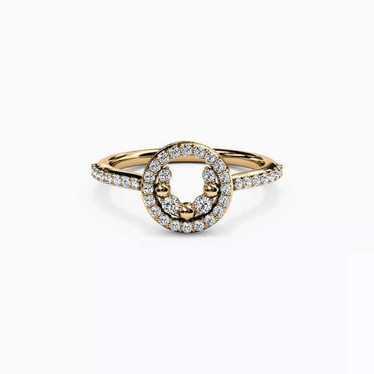 Shared Prong Halo Pendant Gemstone Shank Ring in 14K Gold With Diamonds