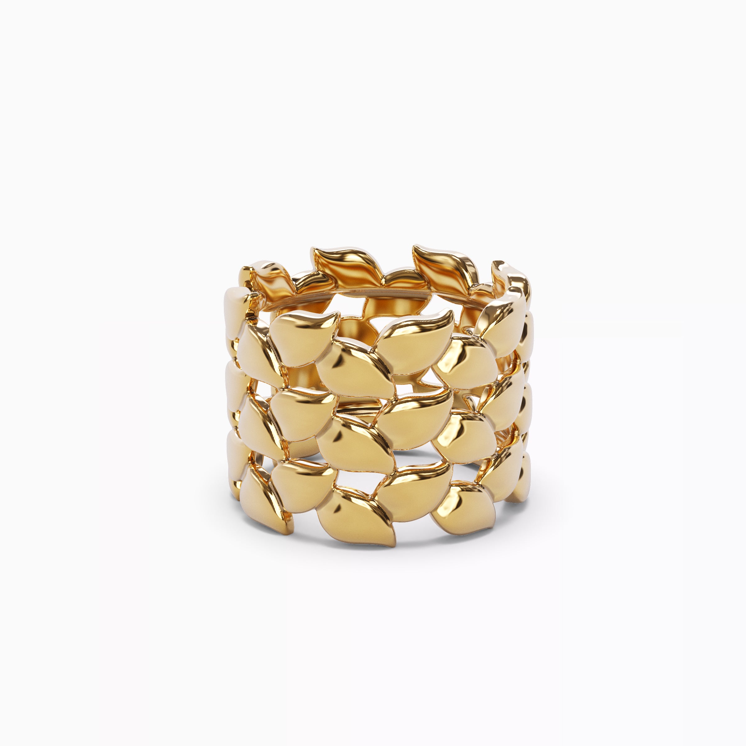 Stacked floral petal ring | 18K Gold