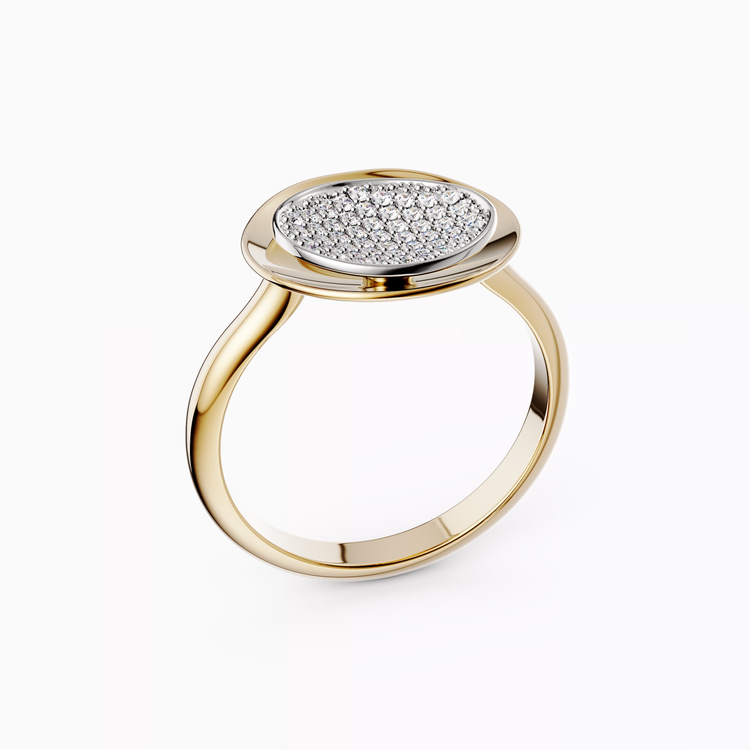 Floating diamond two-tone ring 18K gold | Platinum