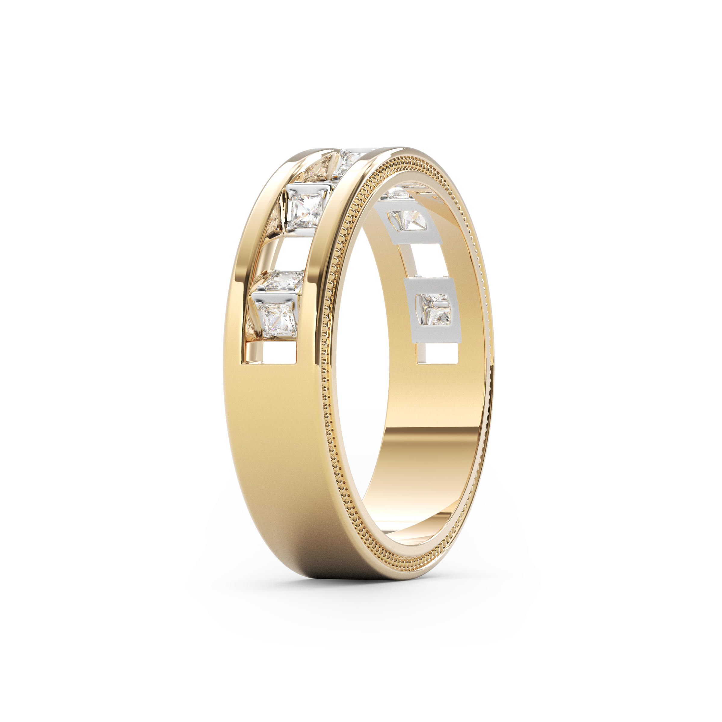 Diamond gallery eternity wedding band | 18K Gold and Platinum
