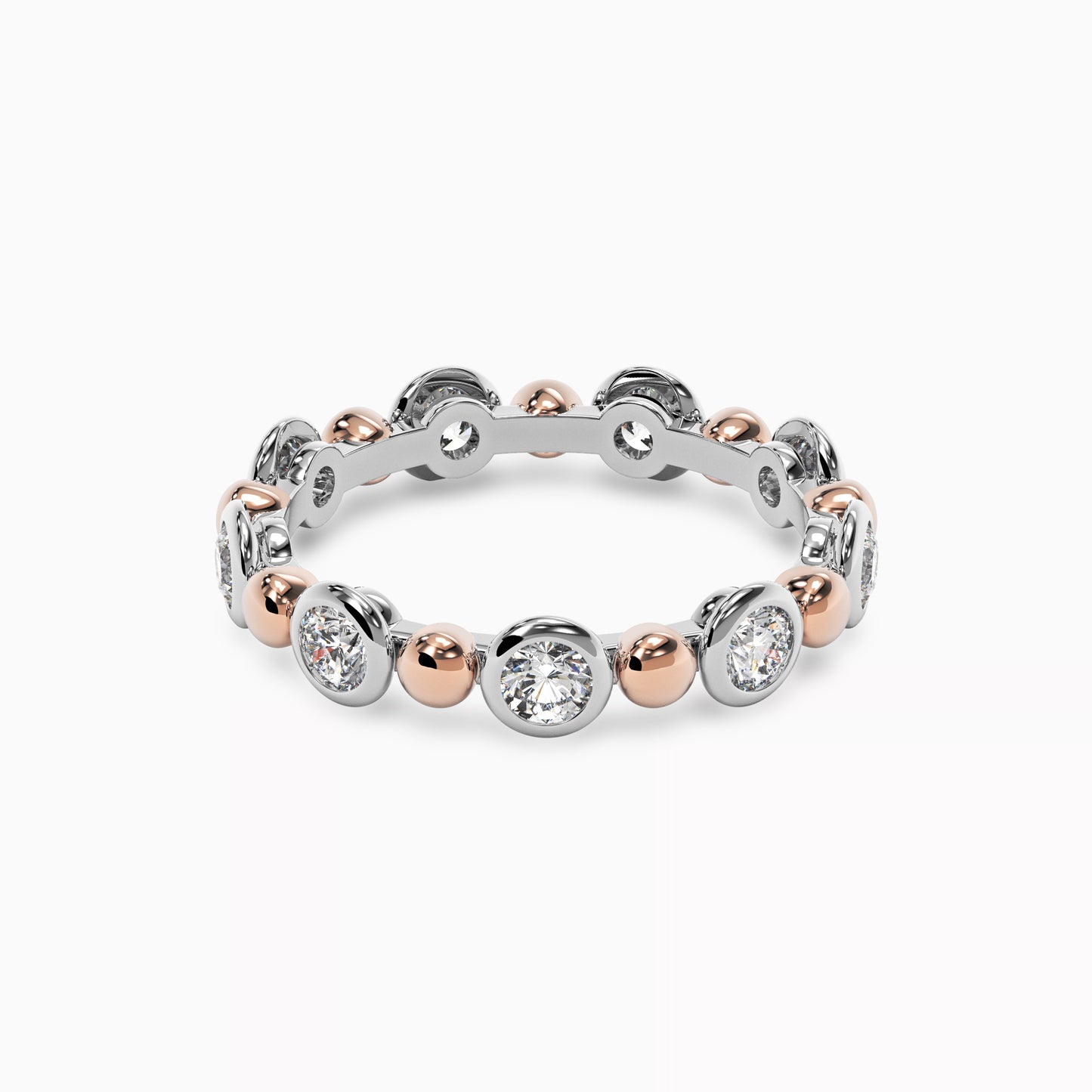 Spherical Wedding Band in 18K Rose Gold and Platinum with Diamonds