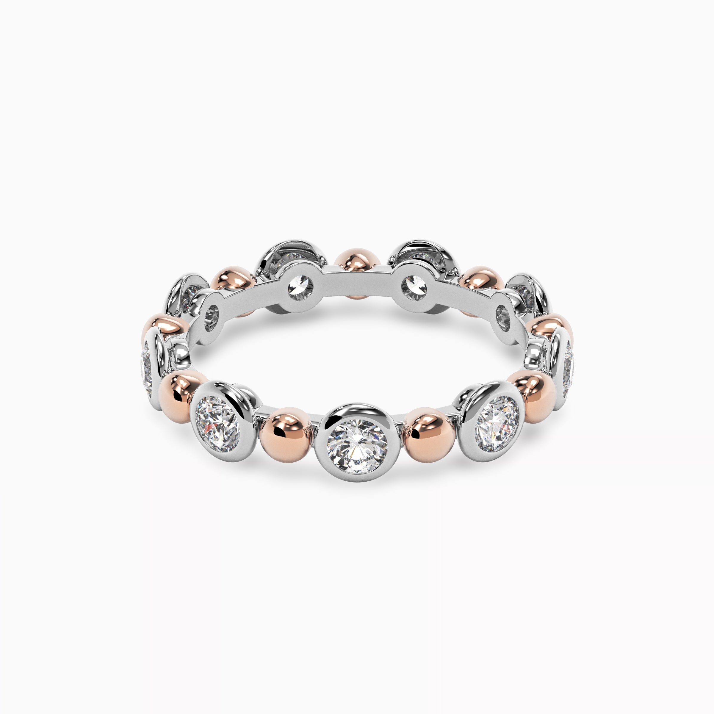 Alliance sphérique en or rose 18 carats et platine sertie de diamants