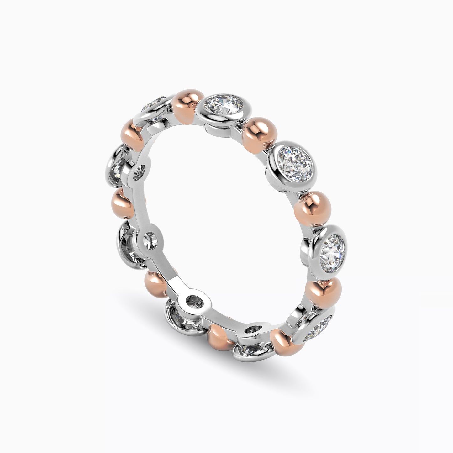 Spherical Wedding Band in 18K Rose Gold and Platinum with Diamonds