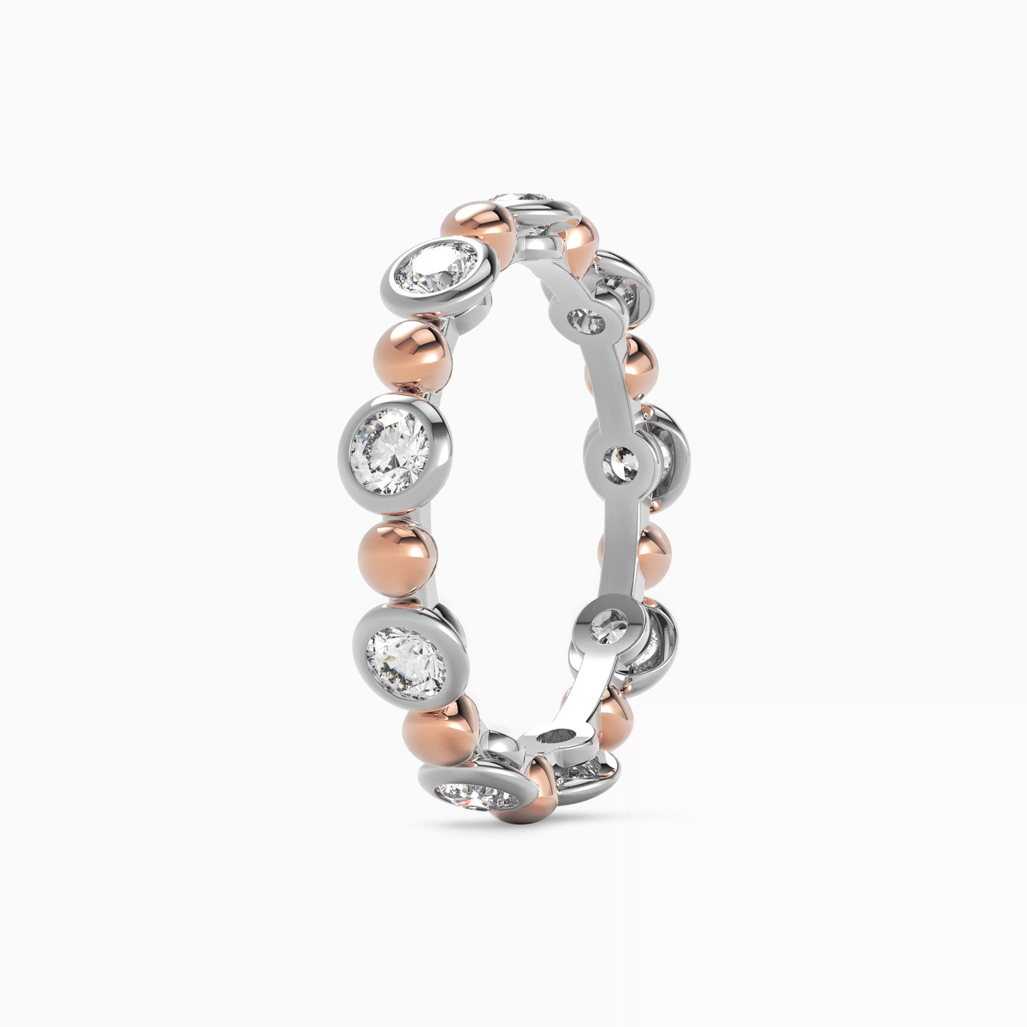 Spherical Wedding Band in 18K Rose Gold and Platinum with Diamonds