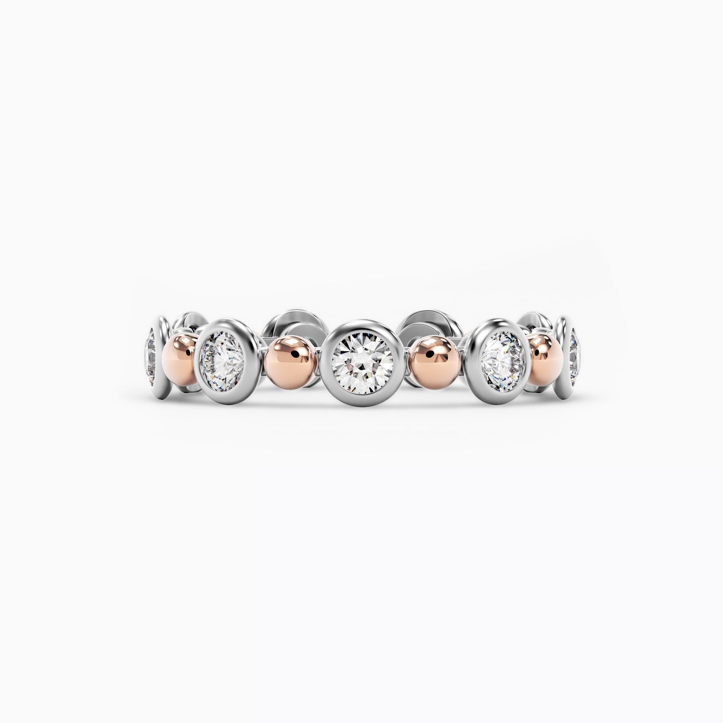 Spherical Wedding Band in 18K Rose Gold and Platinum with Diamonds