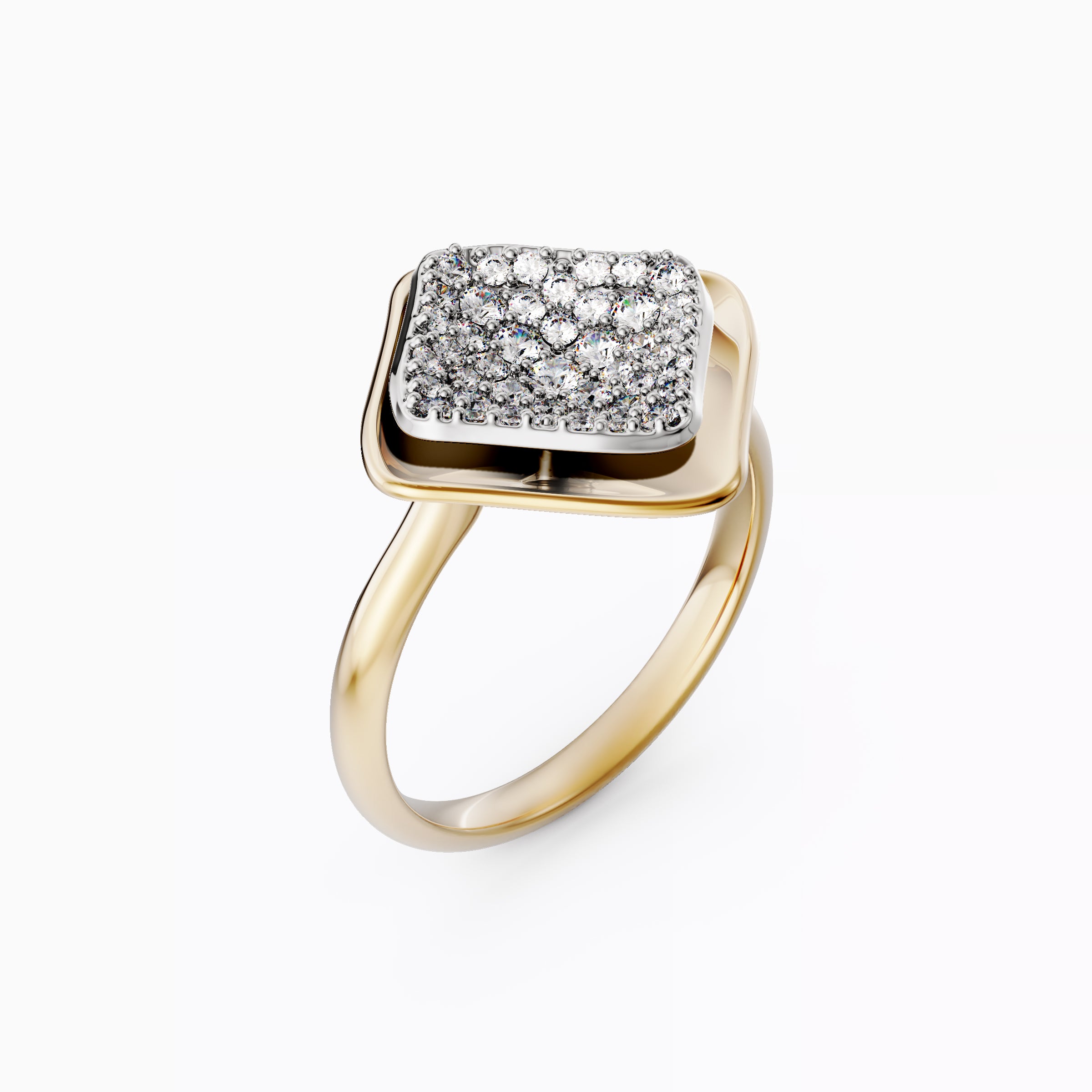 Floating diamond two-tone tiered ring 18K Gold | Platinum