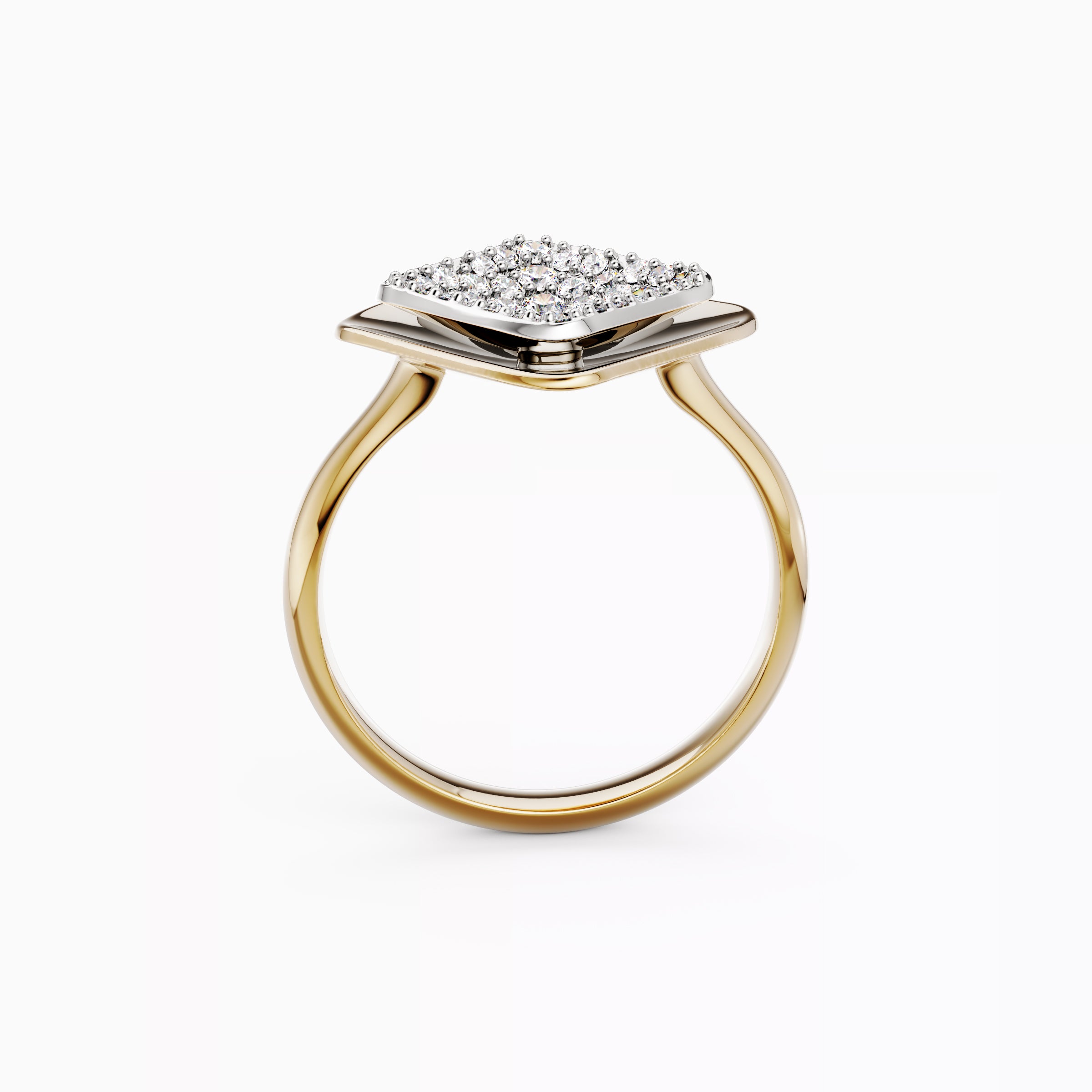 Floating diamond two-tone tiered ring 18K Gold | Platinum