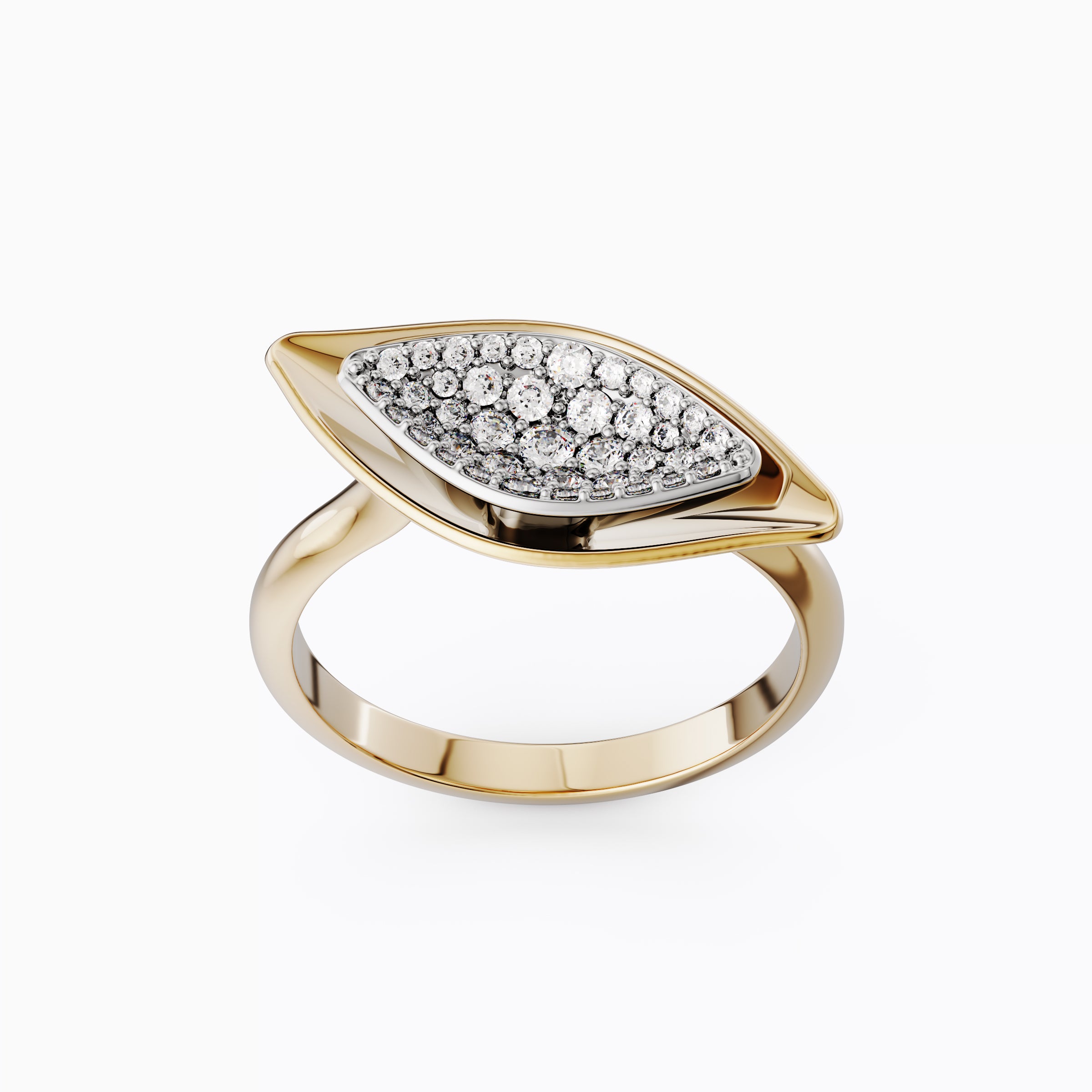 Nature-inspired diamond two-tone ring 18K Gold | Platinum