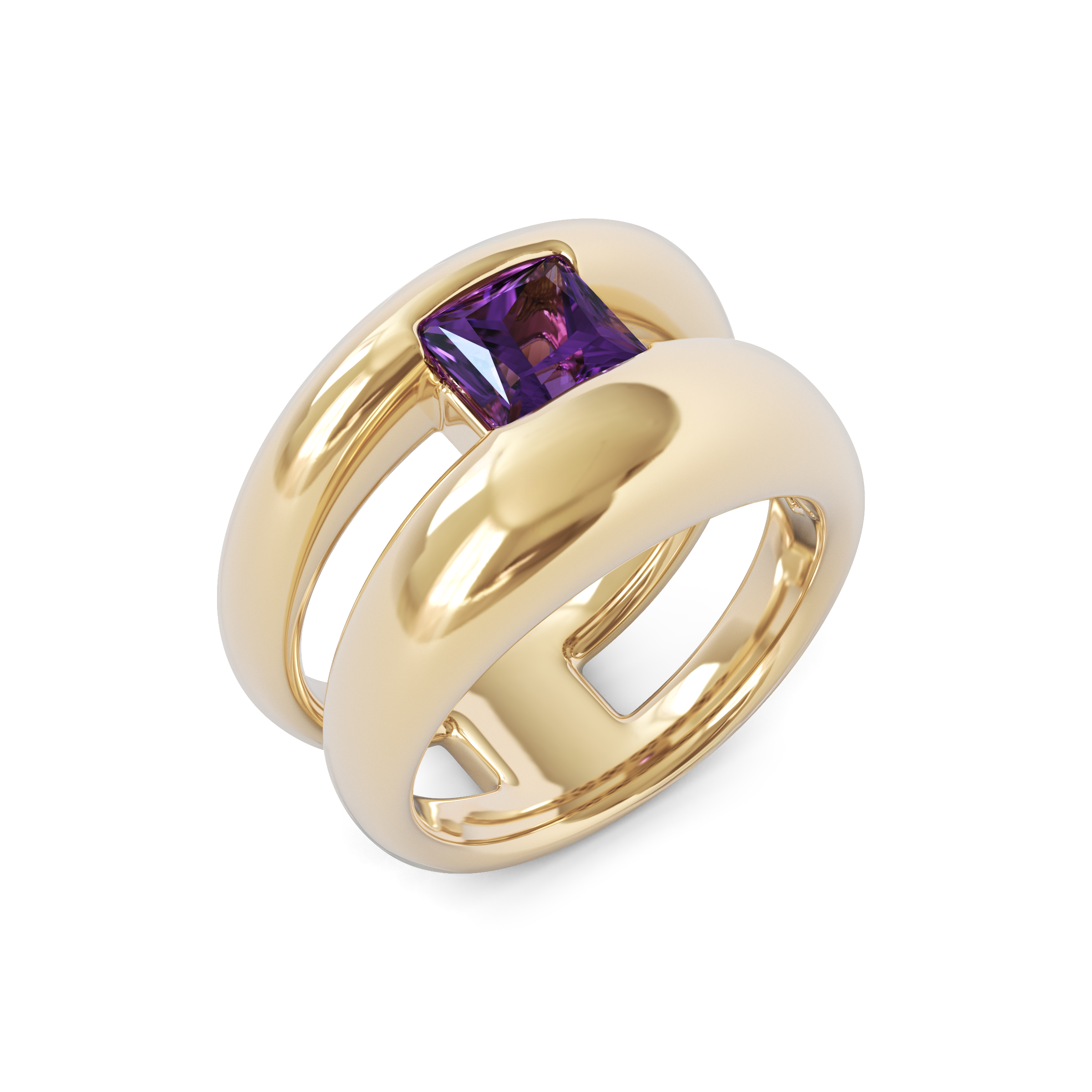 Amethyst Stacked Ring | 14K Gold