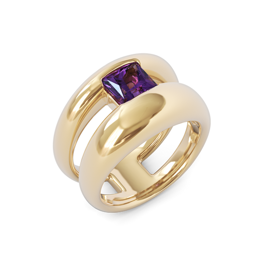Amethyst Stacked Ring | 14K Gold