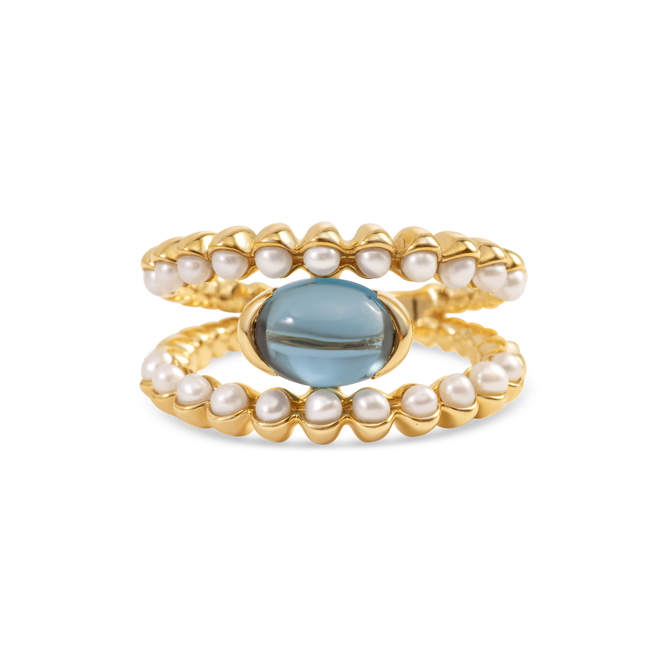Topaz and Akoya Pearl Ring | 18K Gold