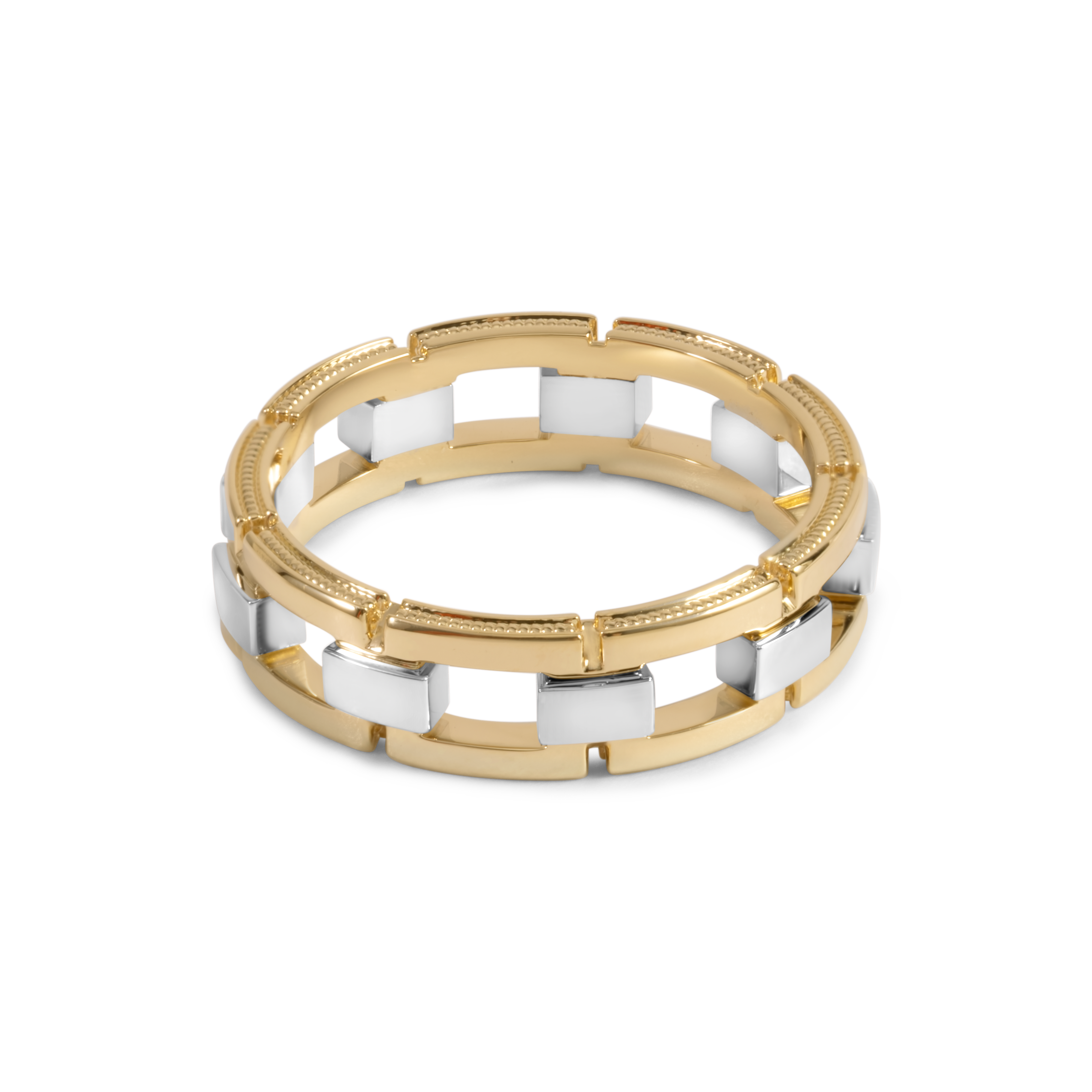 Two-Tone Gold Chain Wedding Band | 18K Gold and Platinum