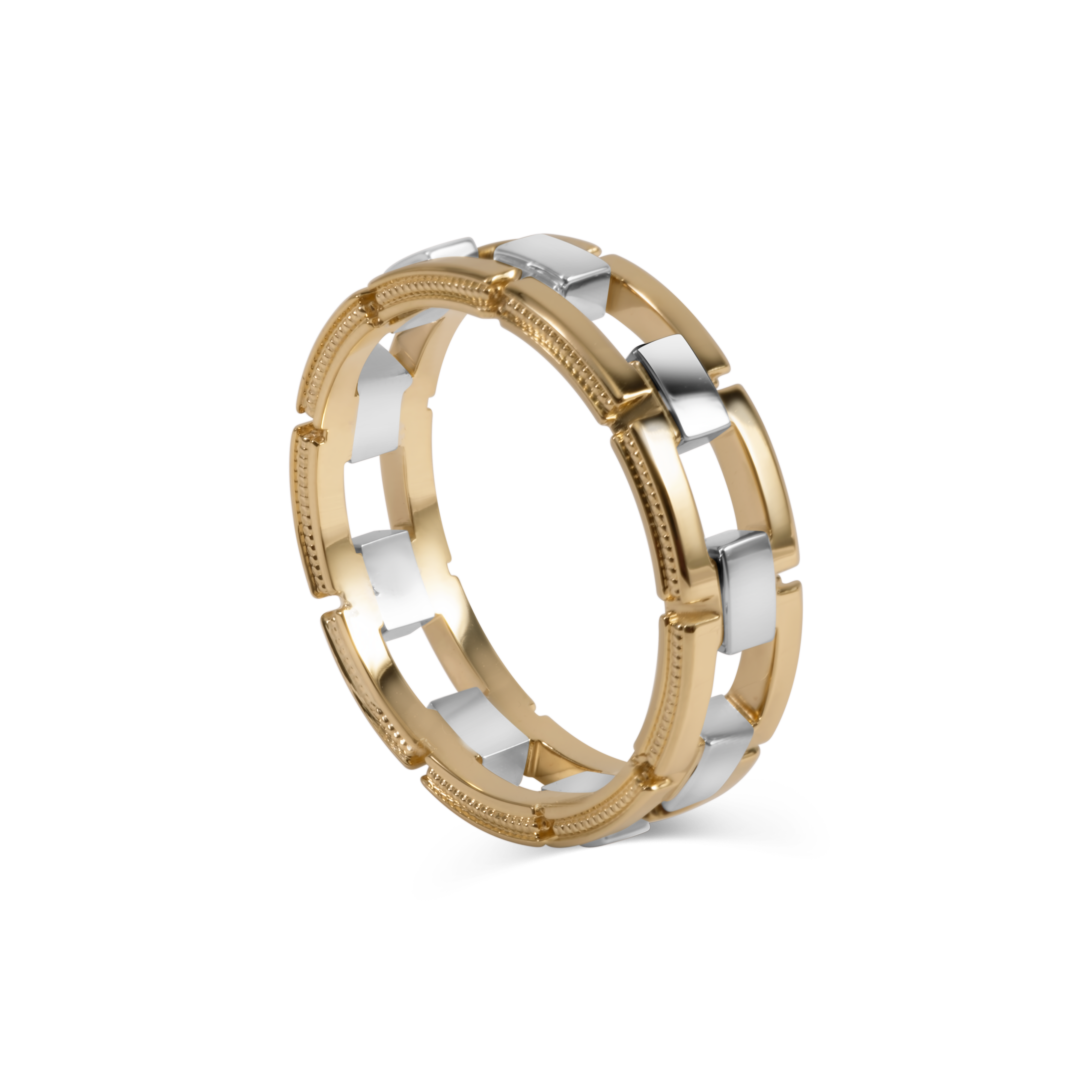 Two-Tone Gold Chain Wedding Band | 18K Gold and Platinum