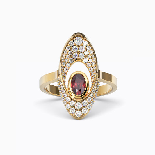 Balance Diamond and Precious Ruby Ring in 18 Karat Gold