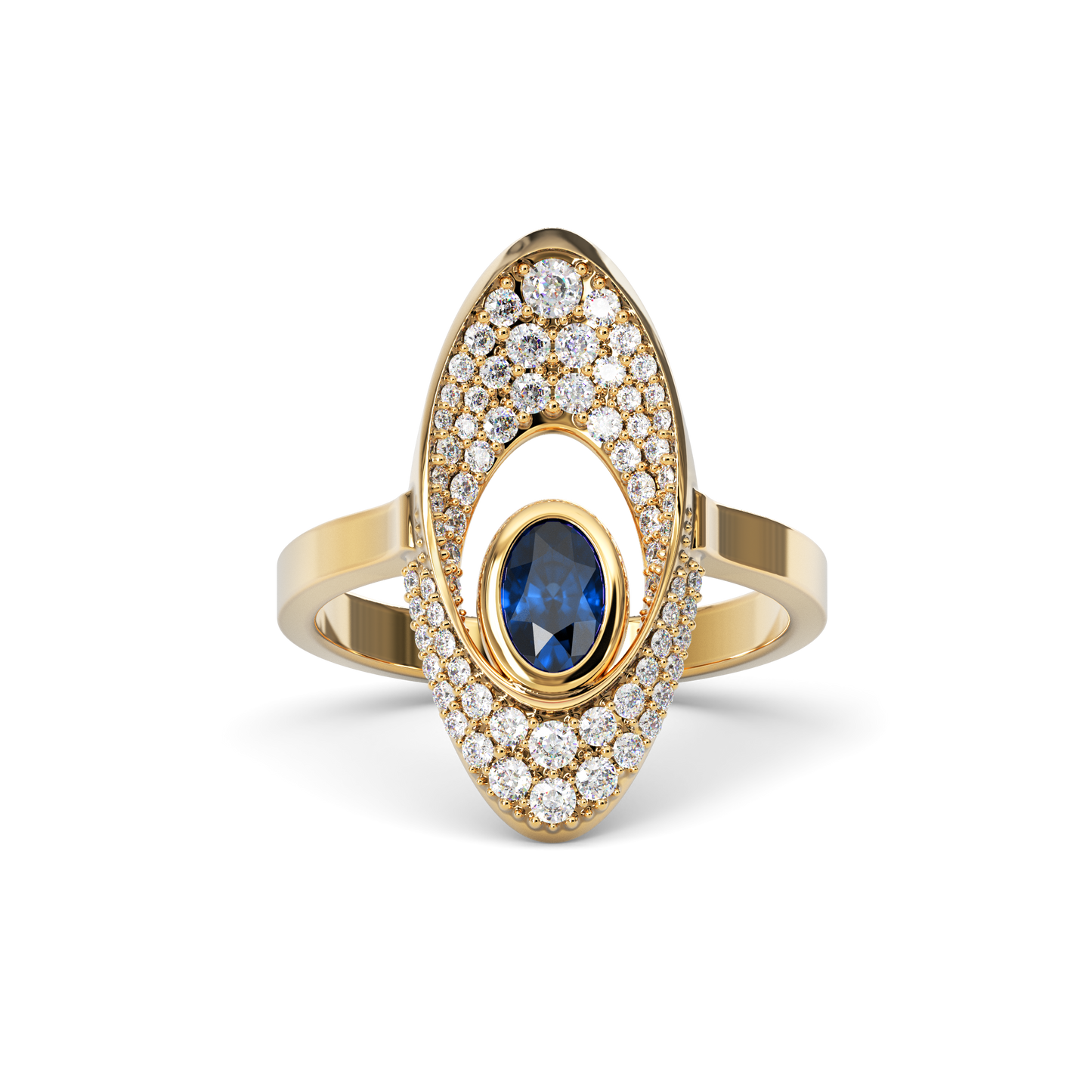 Diamond and Sapphire Ring | 18K Gold