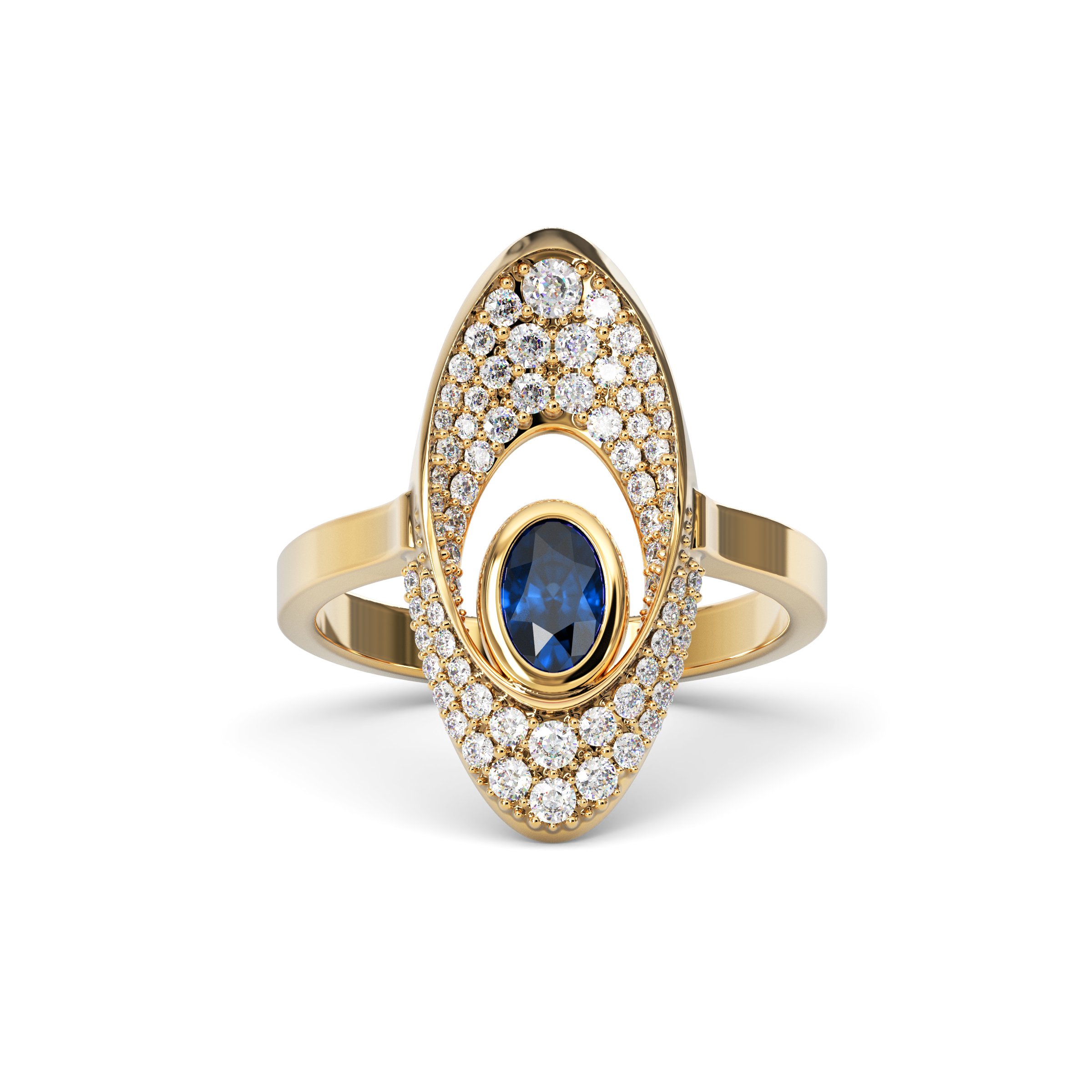 Diamond and Sapphire Ring | 18K Gold