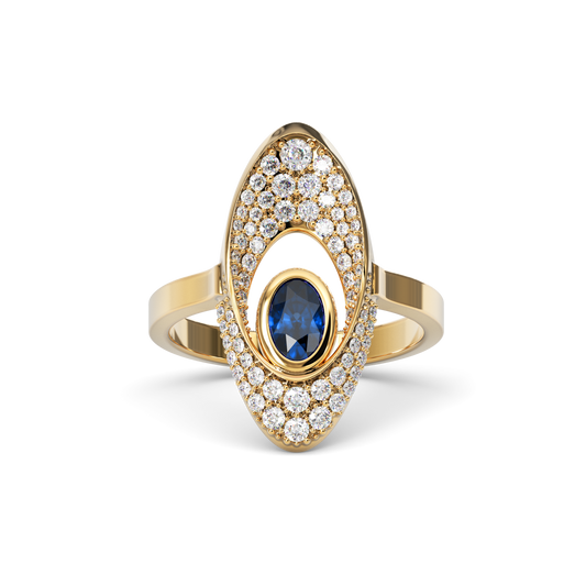 Diamond and Sapphire Ring | 18K Gold
